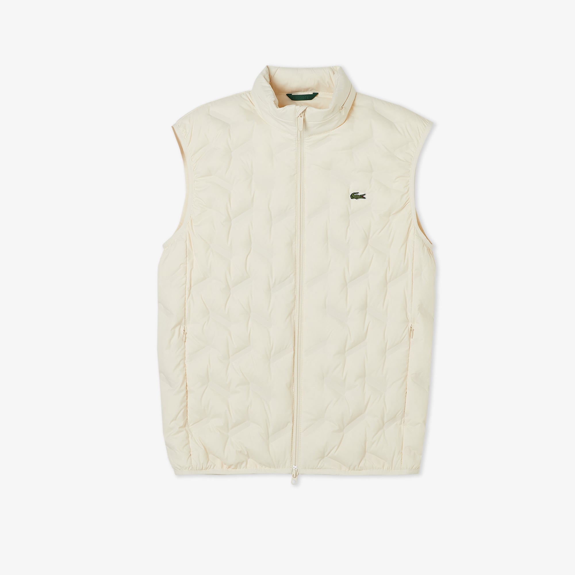 Lacoste Erkek Regular Fit Dik Yaka Kapitone Bej Yelek görsel 3