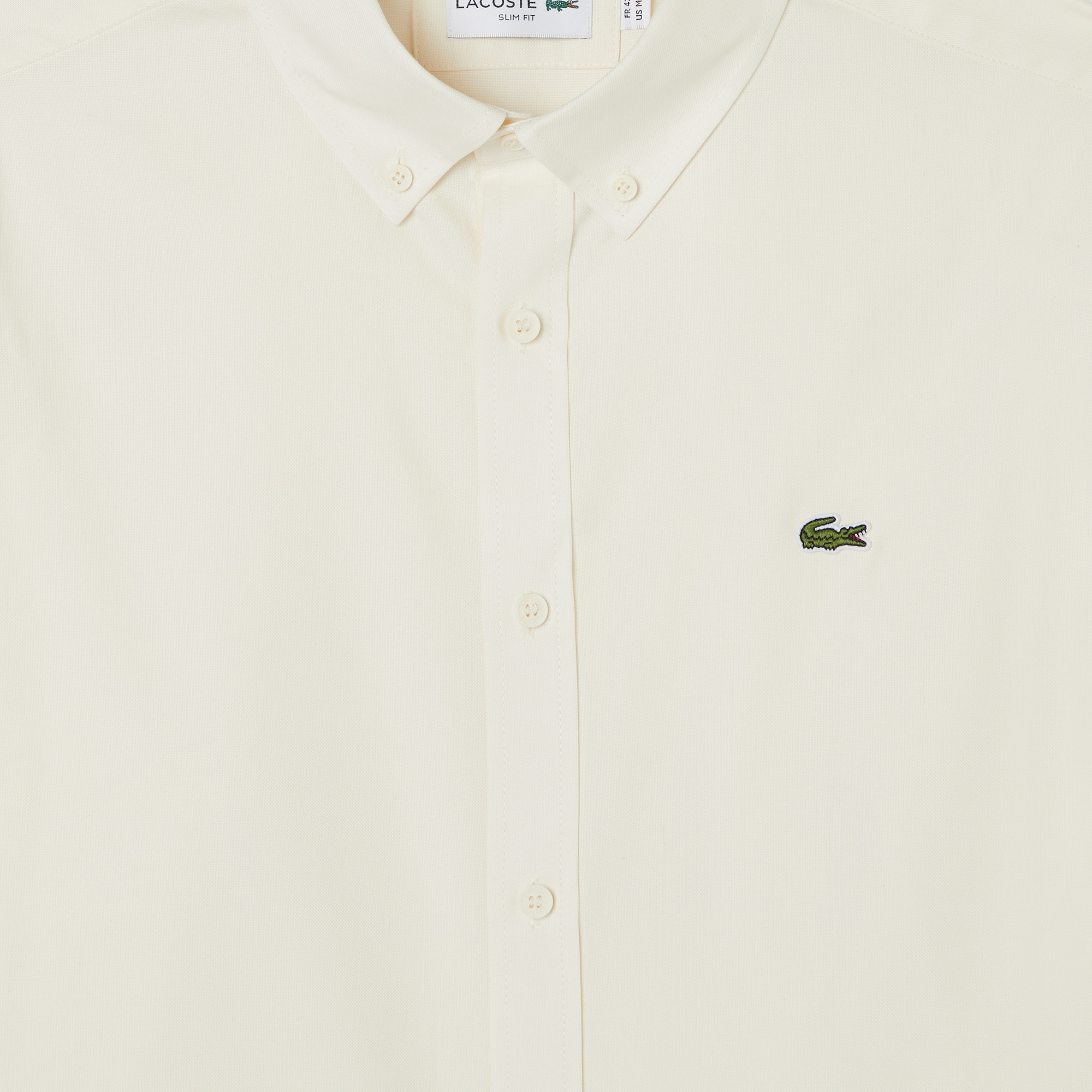 Erkek Slim Fit Düğmeli Yaka Bej Gömlek