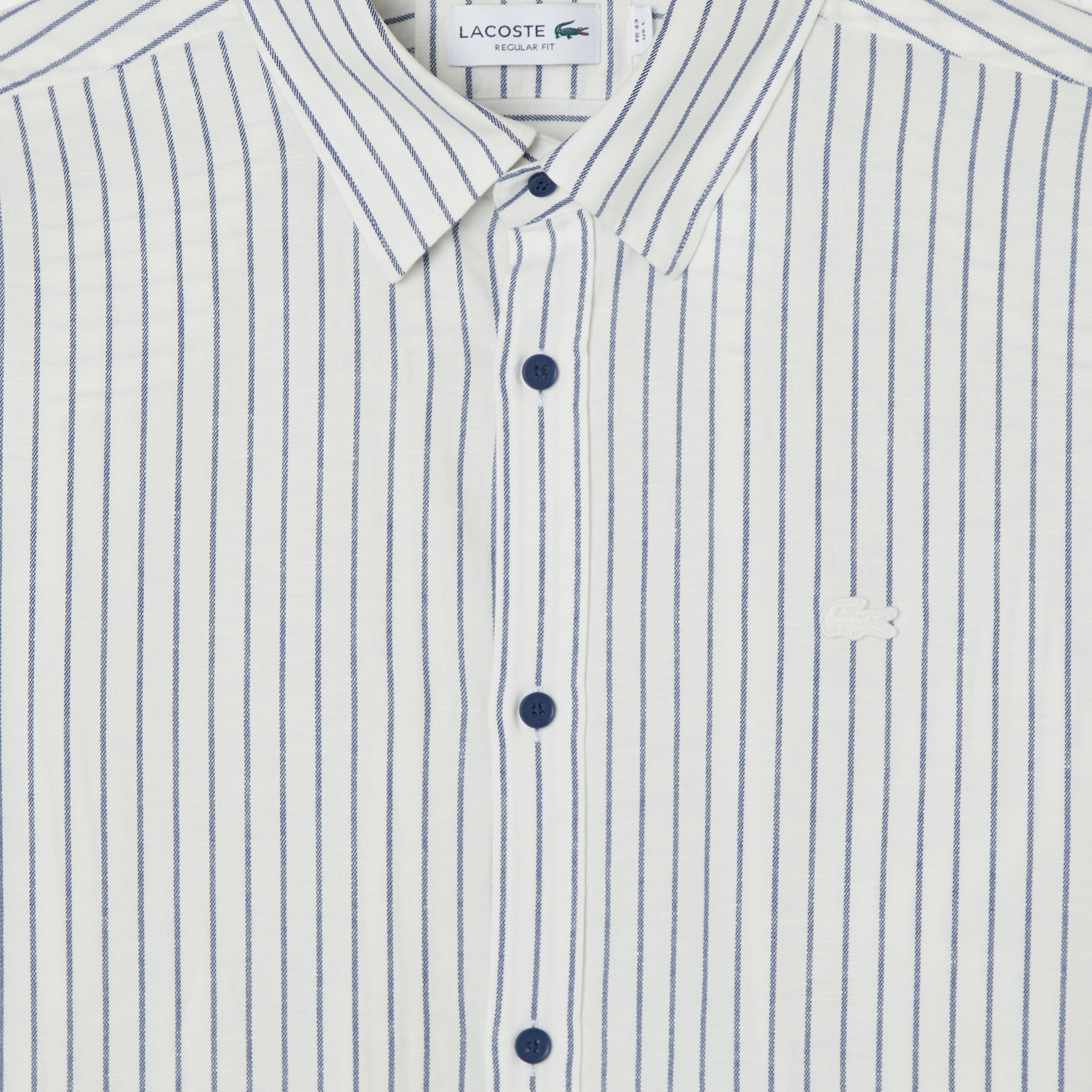 Erkek Regular Fit Çizgili Koyu Mavi Gömlek