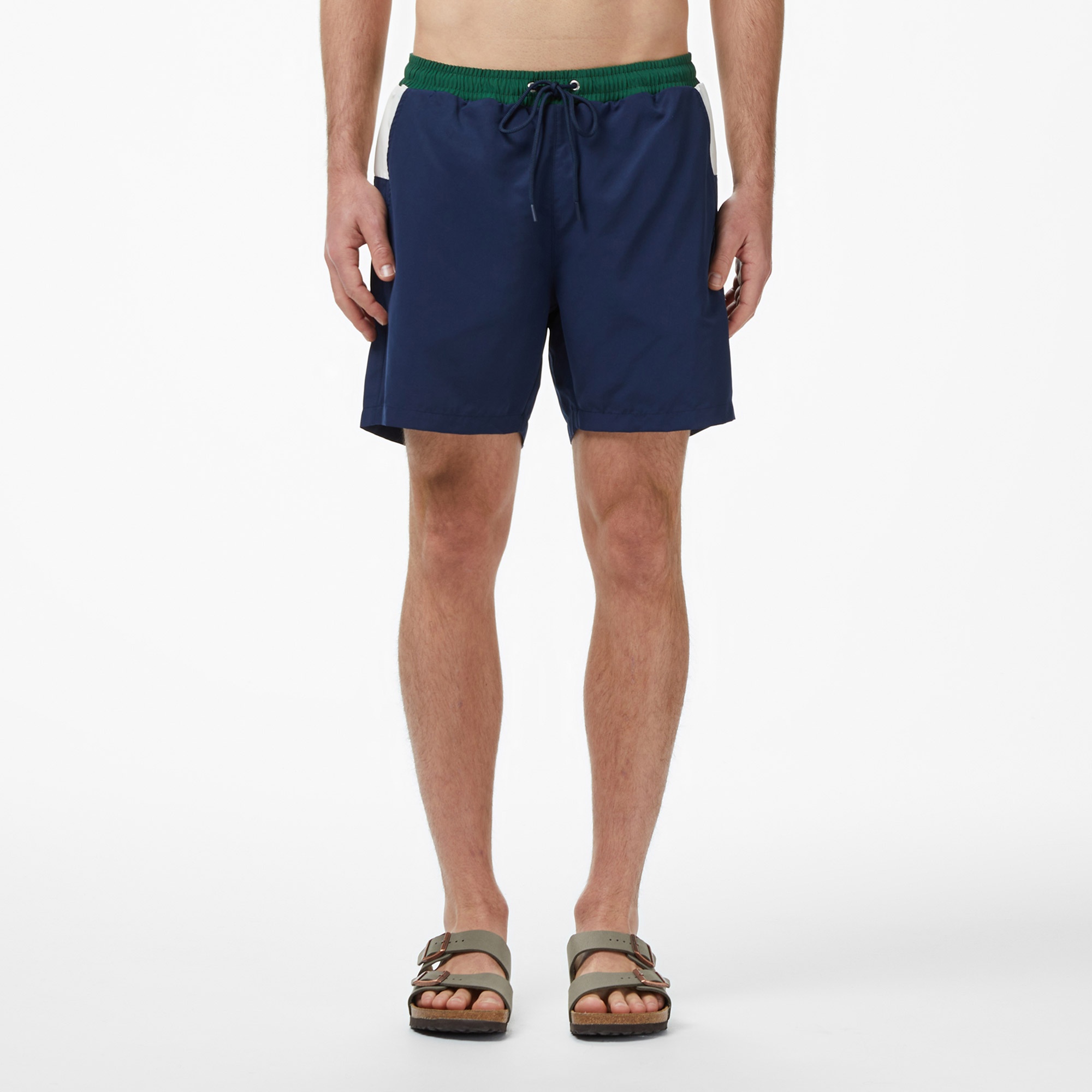 Erkek Regular Fit Renk Bloklu Lacivert Deniz Şortu