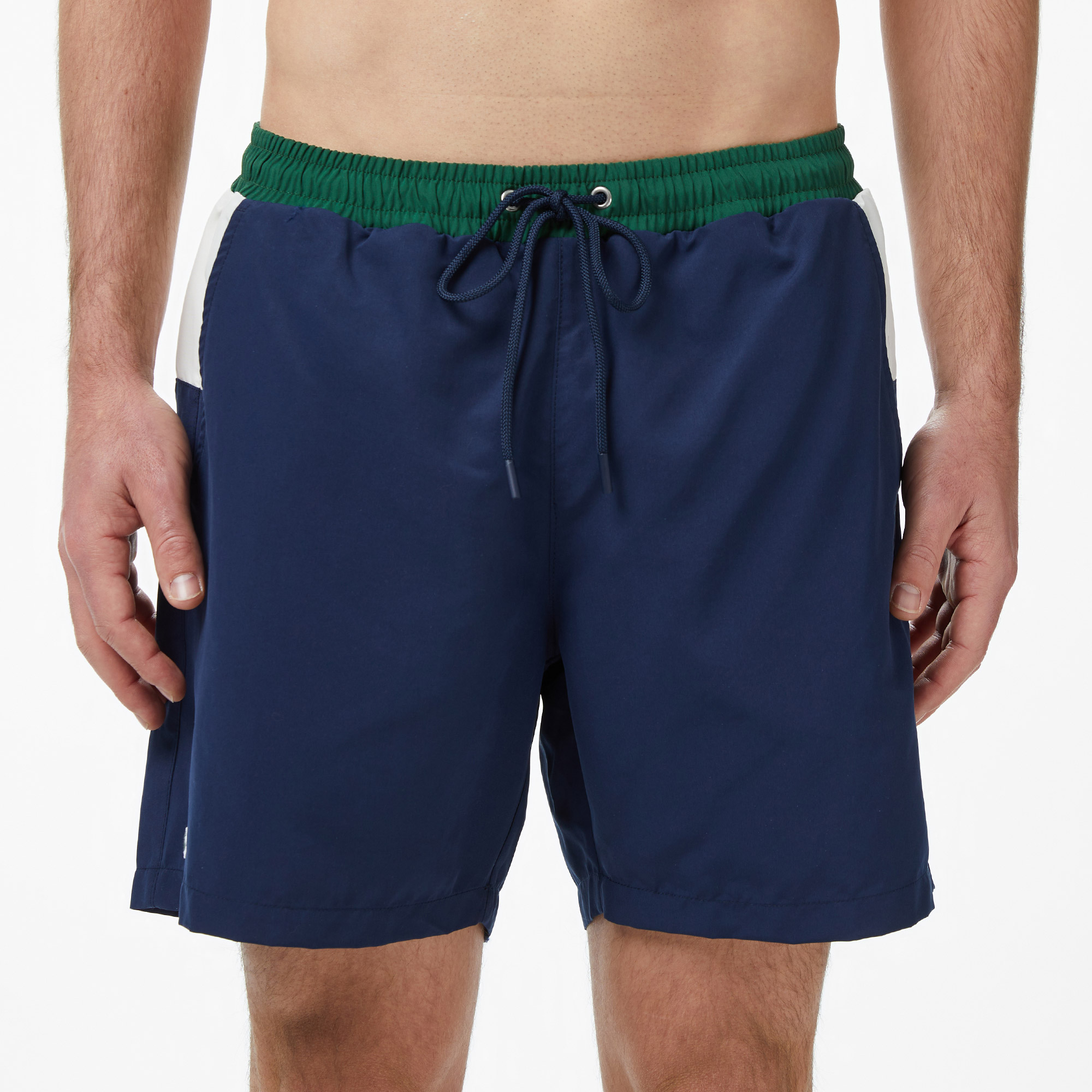 Lacoste Erkek Regular Fit Renk Bloklu Lacivert Deniz Şortu görsel 4
