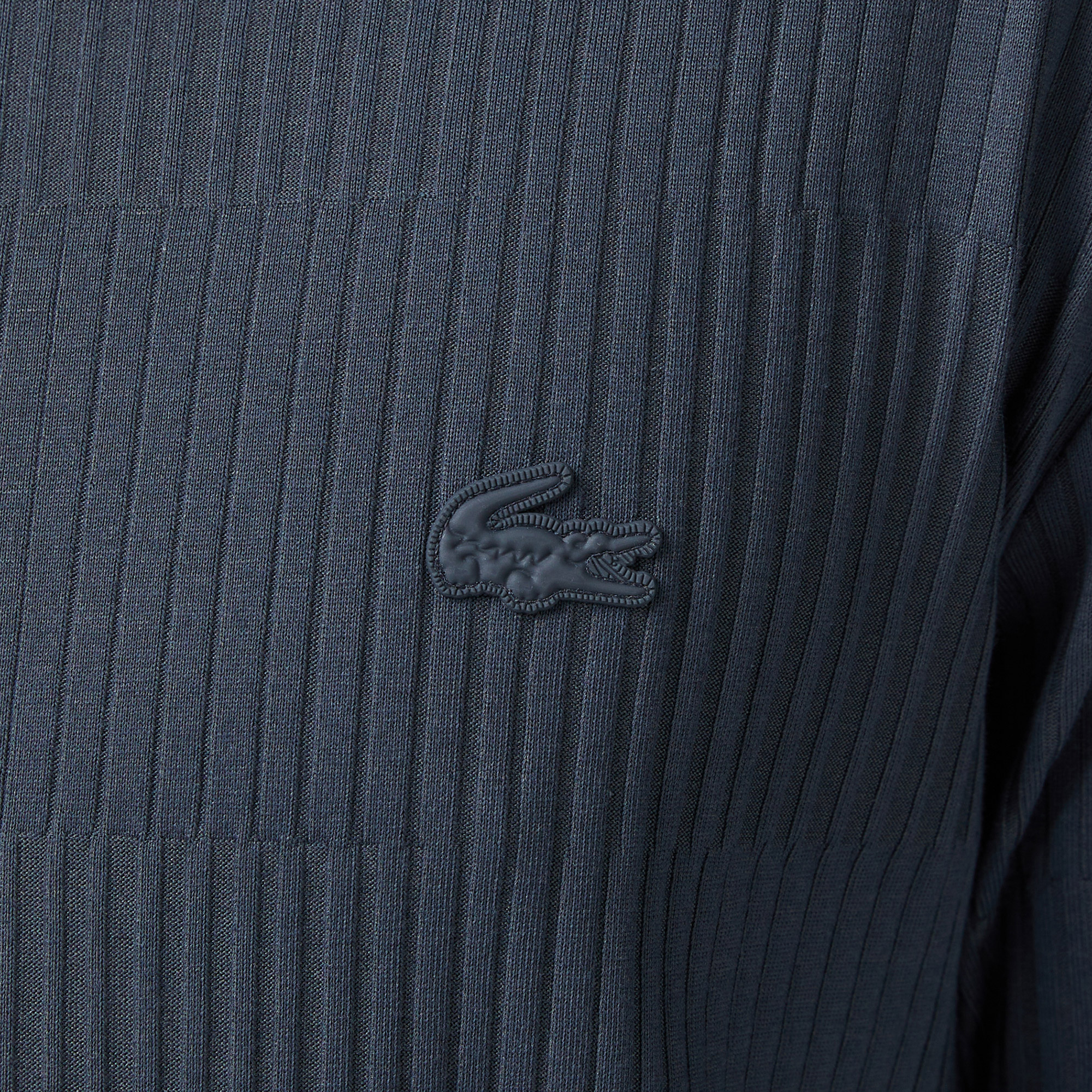 Lacoste Erkek Regular Fit Bisiklet Yaka Çizgili Koyu Gri T-Shirt görsel 5
