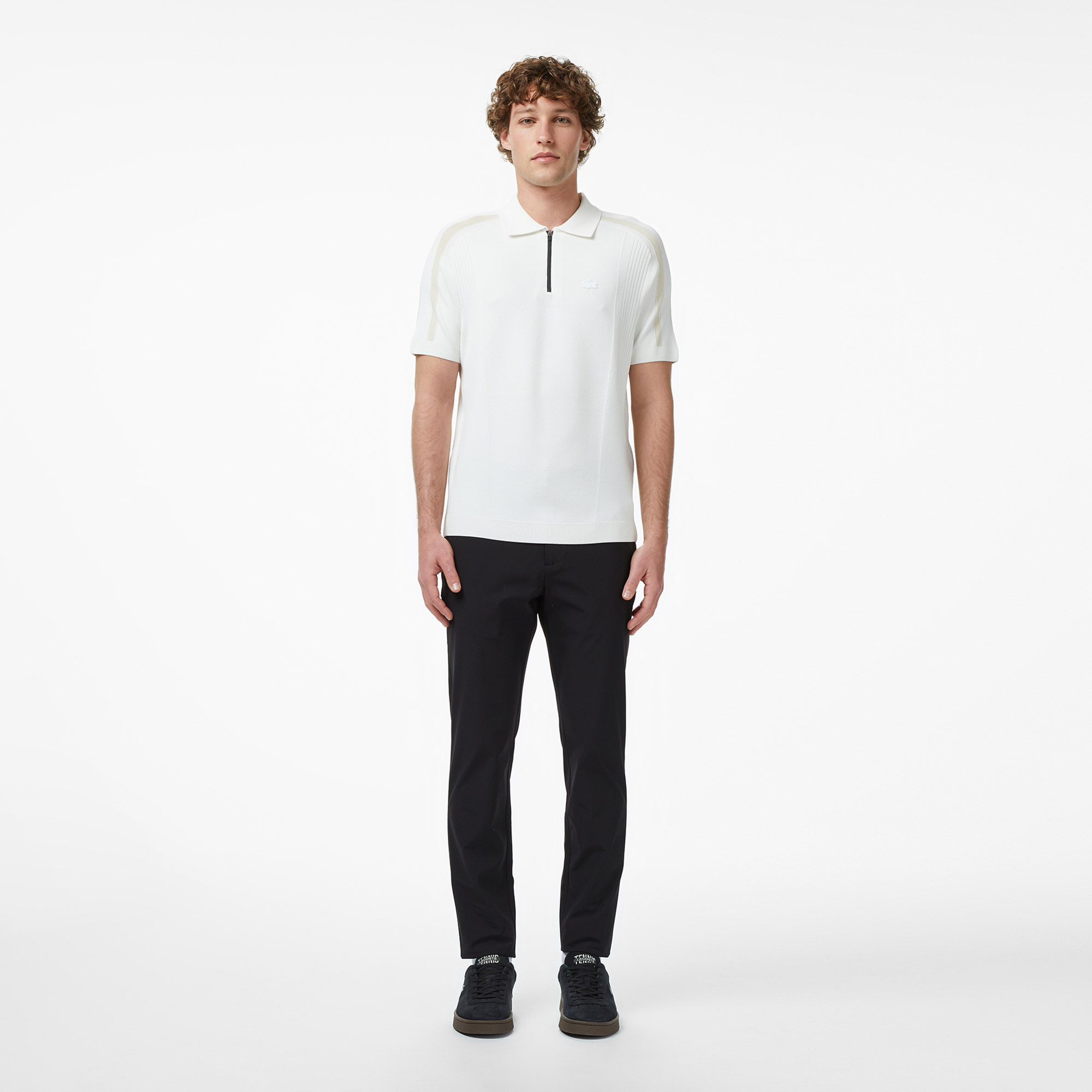 Lacoste Erkek Classic Fit Kısa Kollu Polo Yaka Krem Triko görsel 5