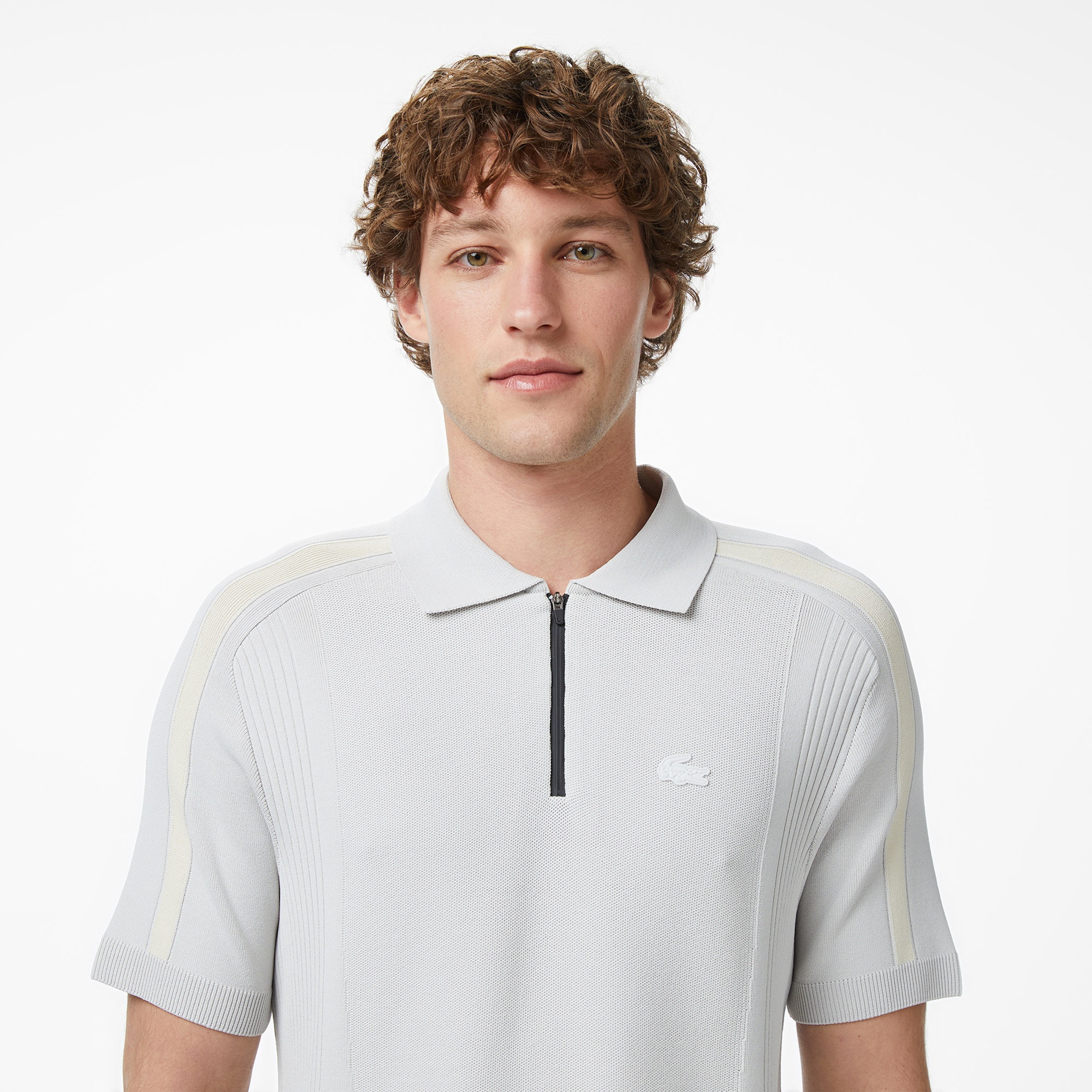 Erkek Classic Fit Kısa Kollu Polo Yaka Gri Triko