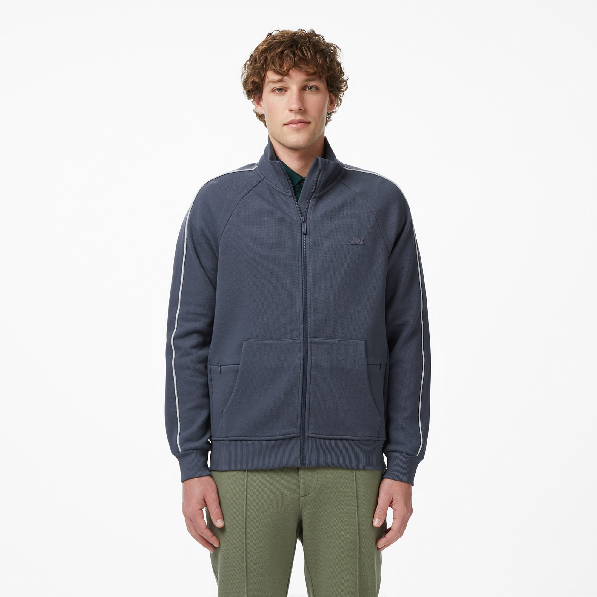 Erkek Regular Fit Fermuarlı Koyu Gri Sweatshirt