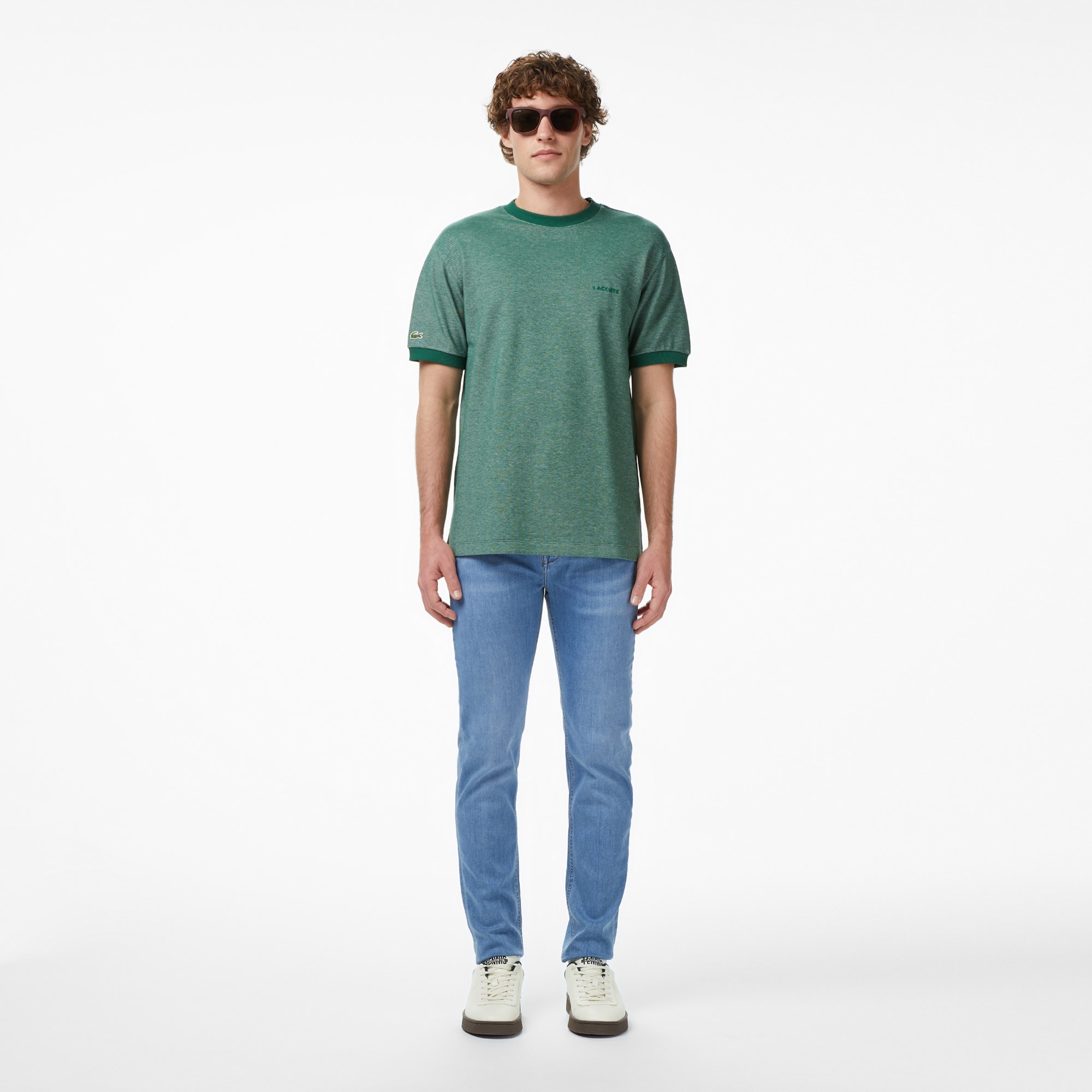 Erkek Relaxed Fit Bisiklet Yaka Koyu Yeşil T-Shirt