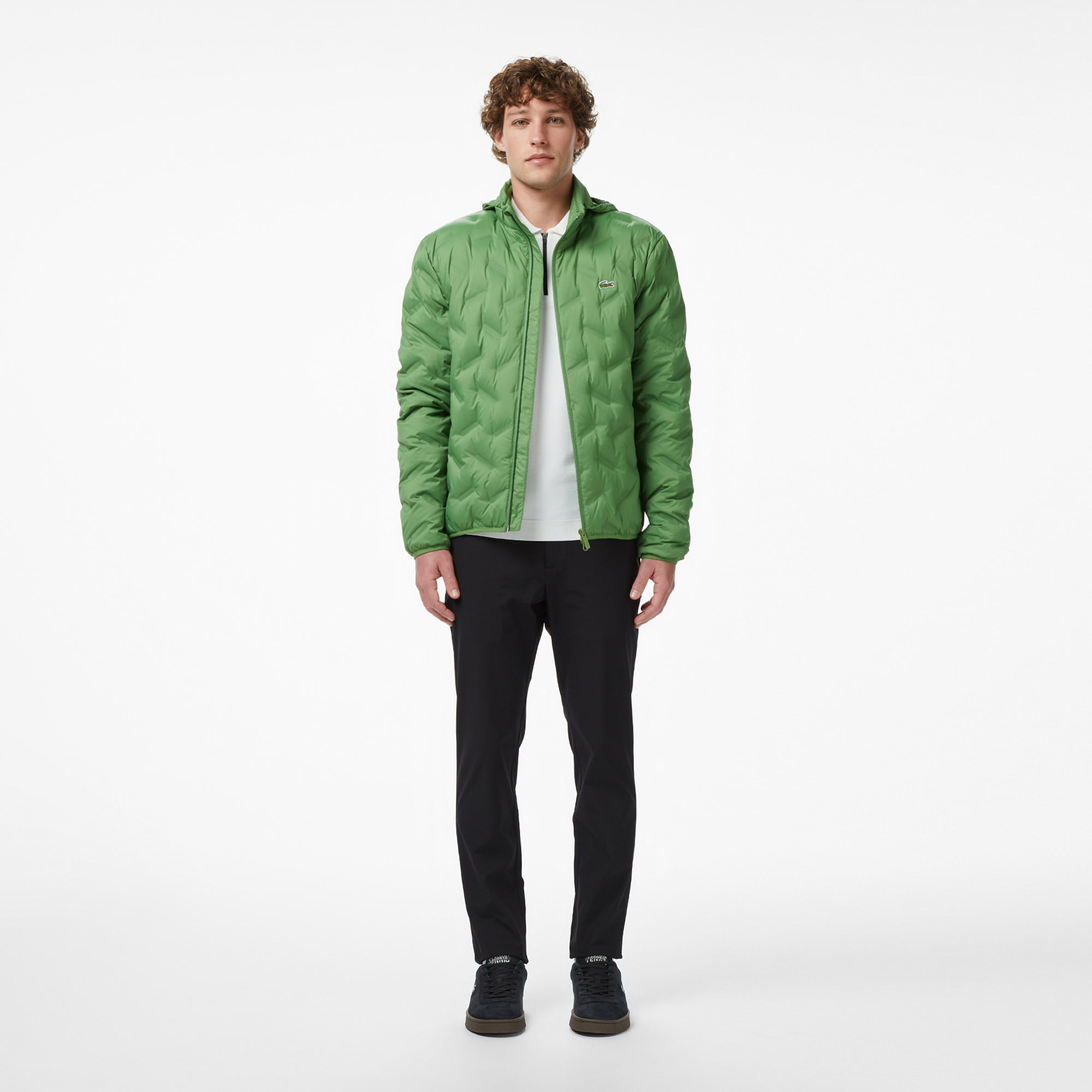 Lacoste Erkek Regular Fit Kapüşonlu Kapitone Yeşil Mont görsel 5