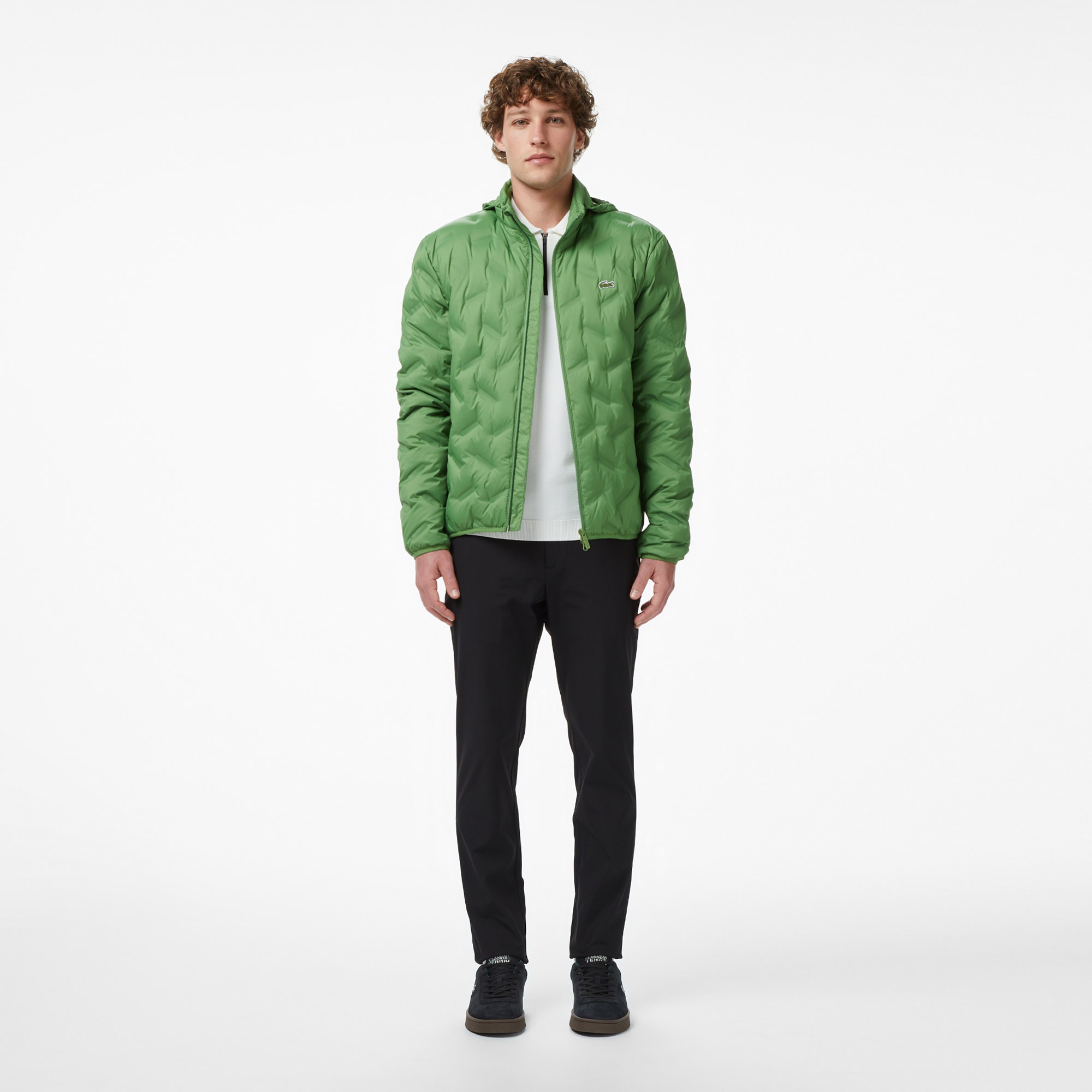 Erkek Regular Fit Kapüşonlu Kapitone Yeşil Mont