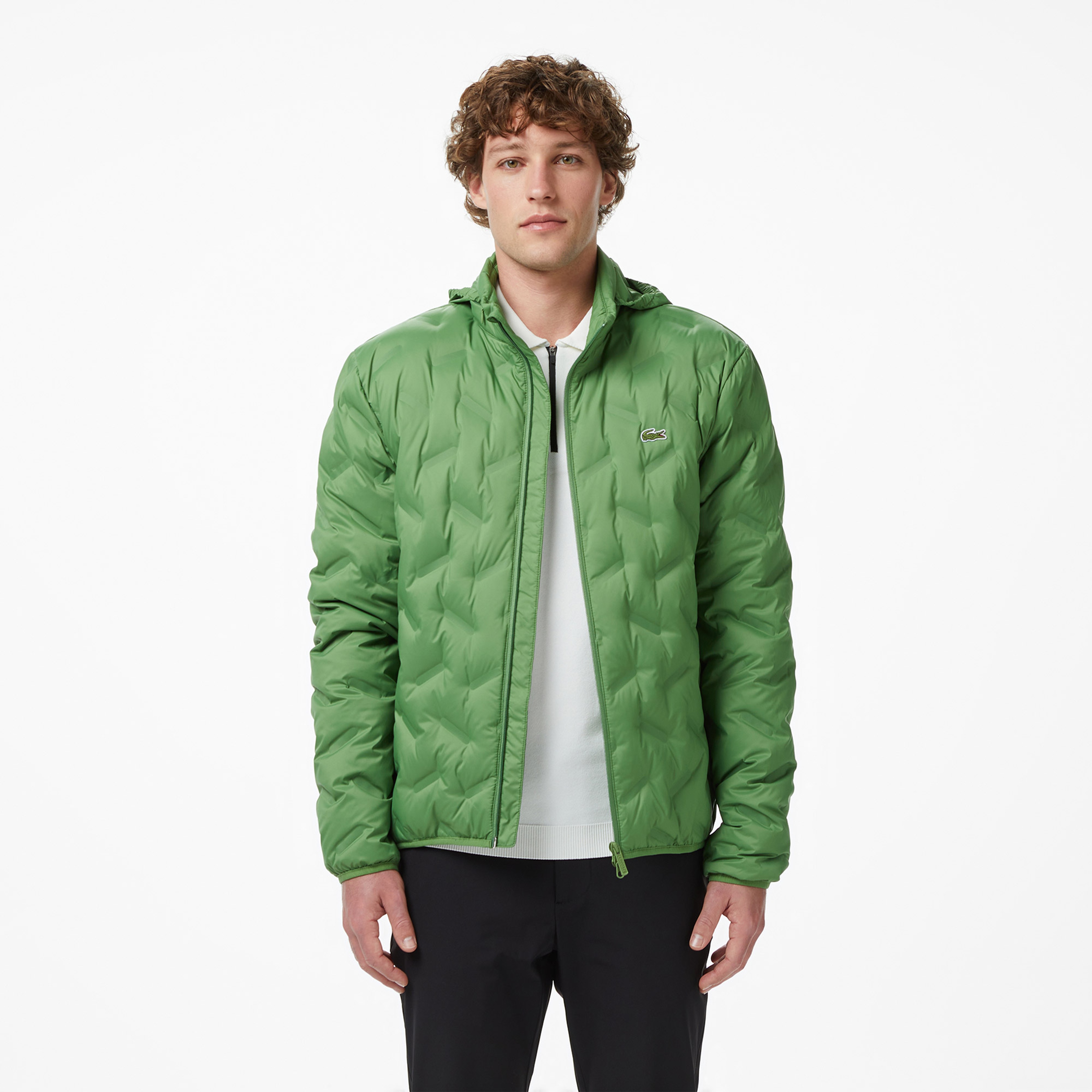 Erkek Regular Fit Kapüşonlu Kapitone Yeşil Mont