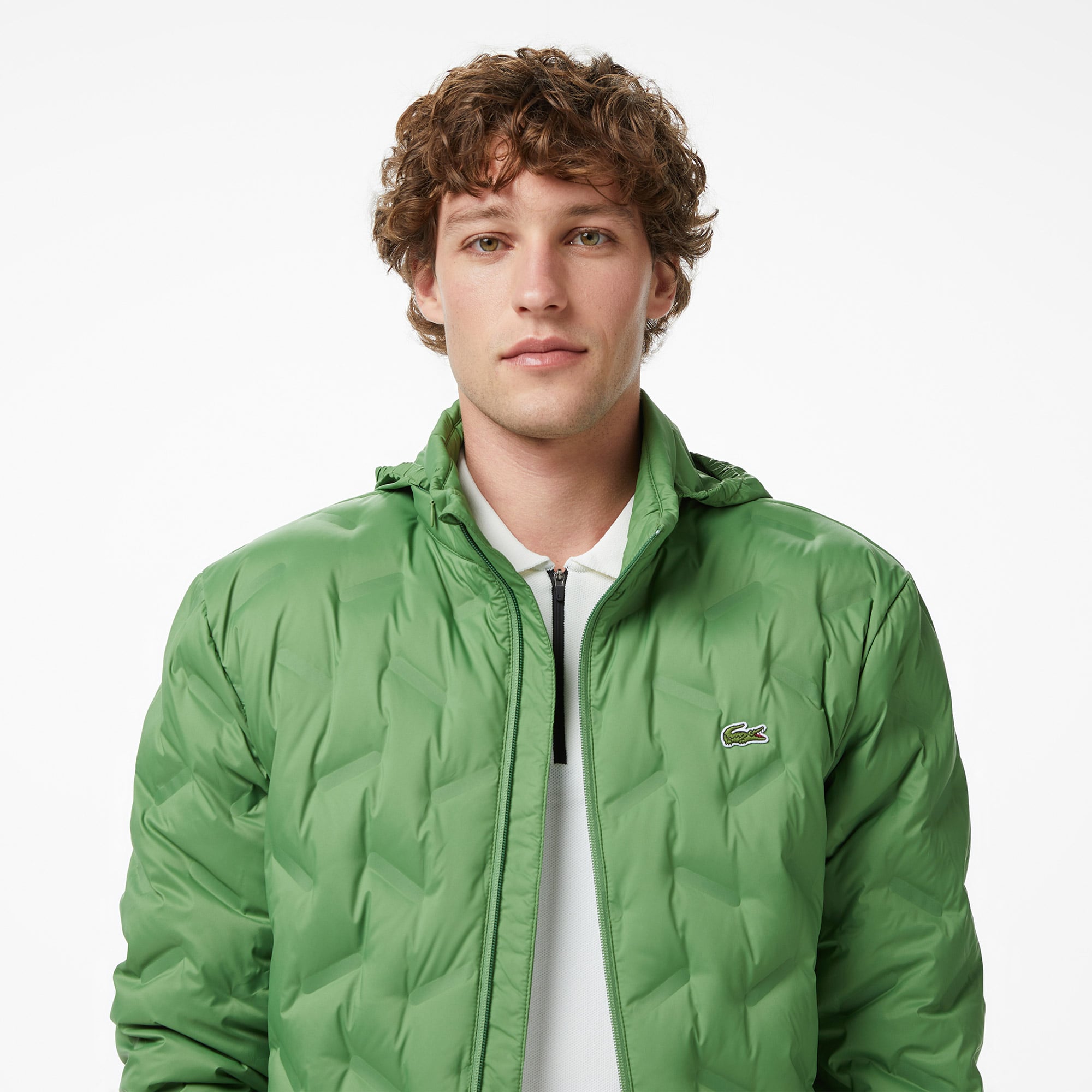 Lacoste Erkek Regular Fit Kapüşonlu Kapitone Yeşil Mont görsel 2