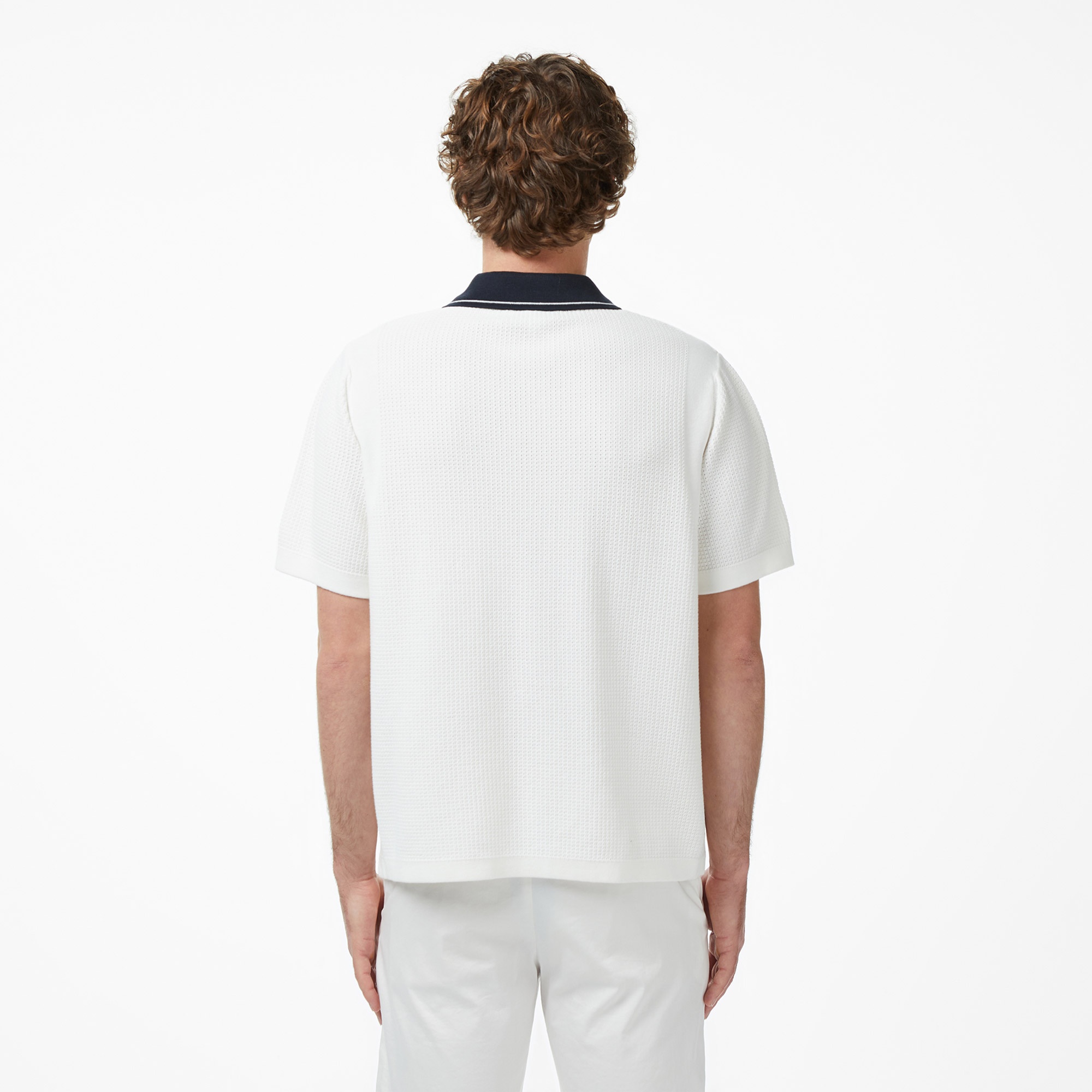 Erkek Classic Fit Kısa Kollu Polo Yaka Beyaz Triko