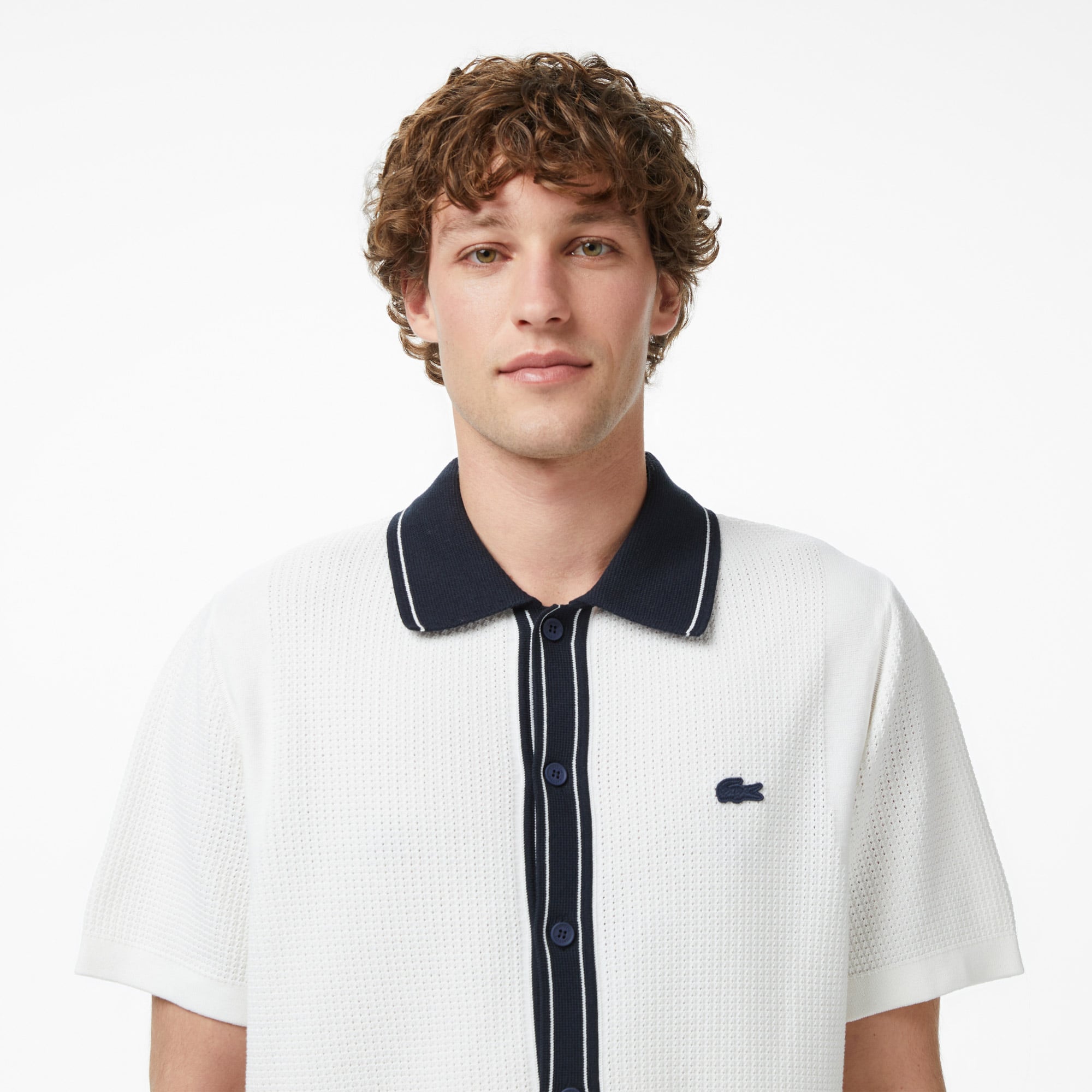 Lacoste Erkek Classic Fit Kısa Kollu Polo Yaka Beyaz Triko görsel 2