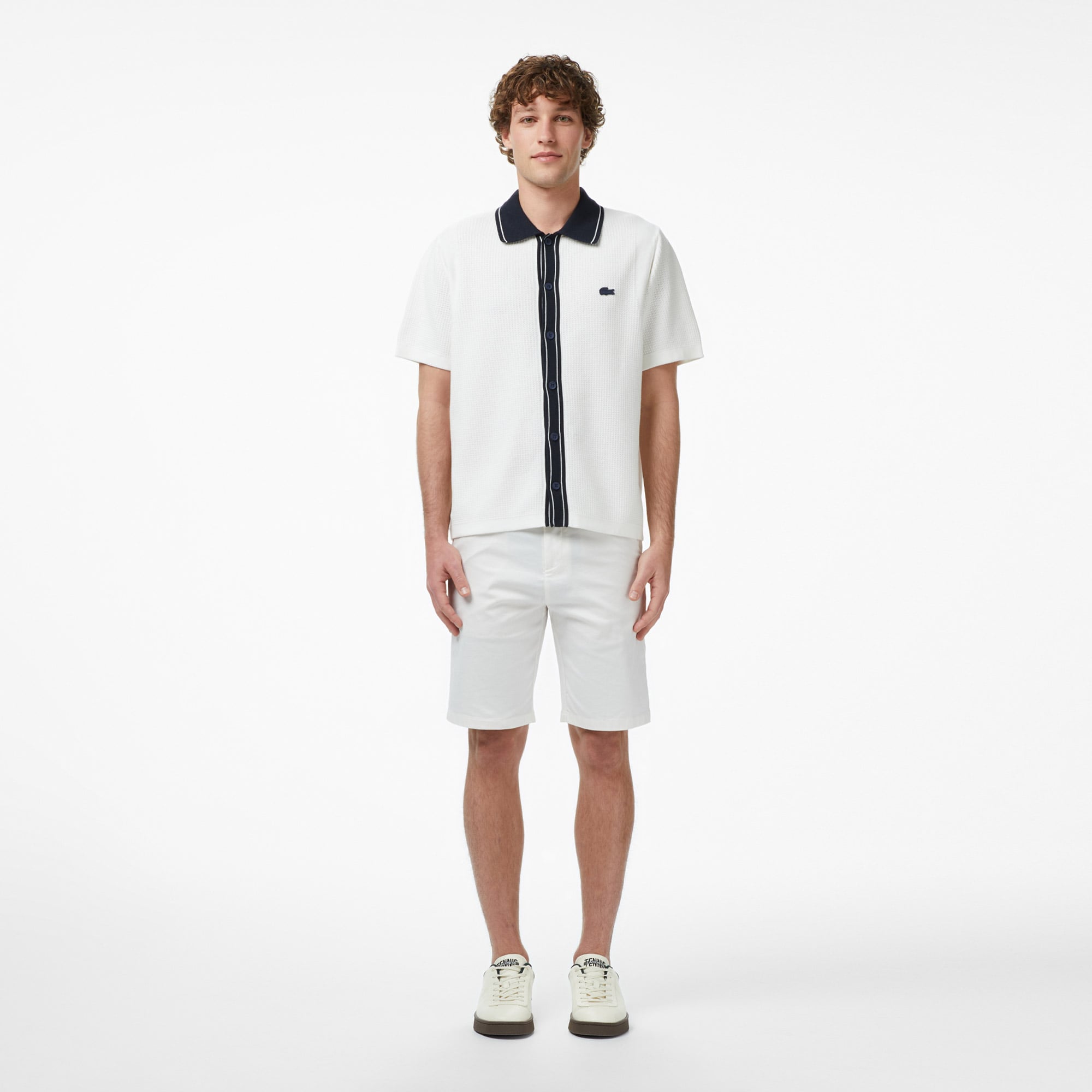 Lacoste Erkek Classic Fit Kısa Kollu Polo Yaka Beyaz Triko görsel 6
