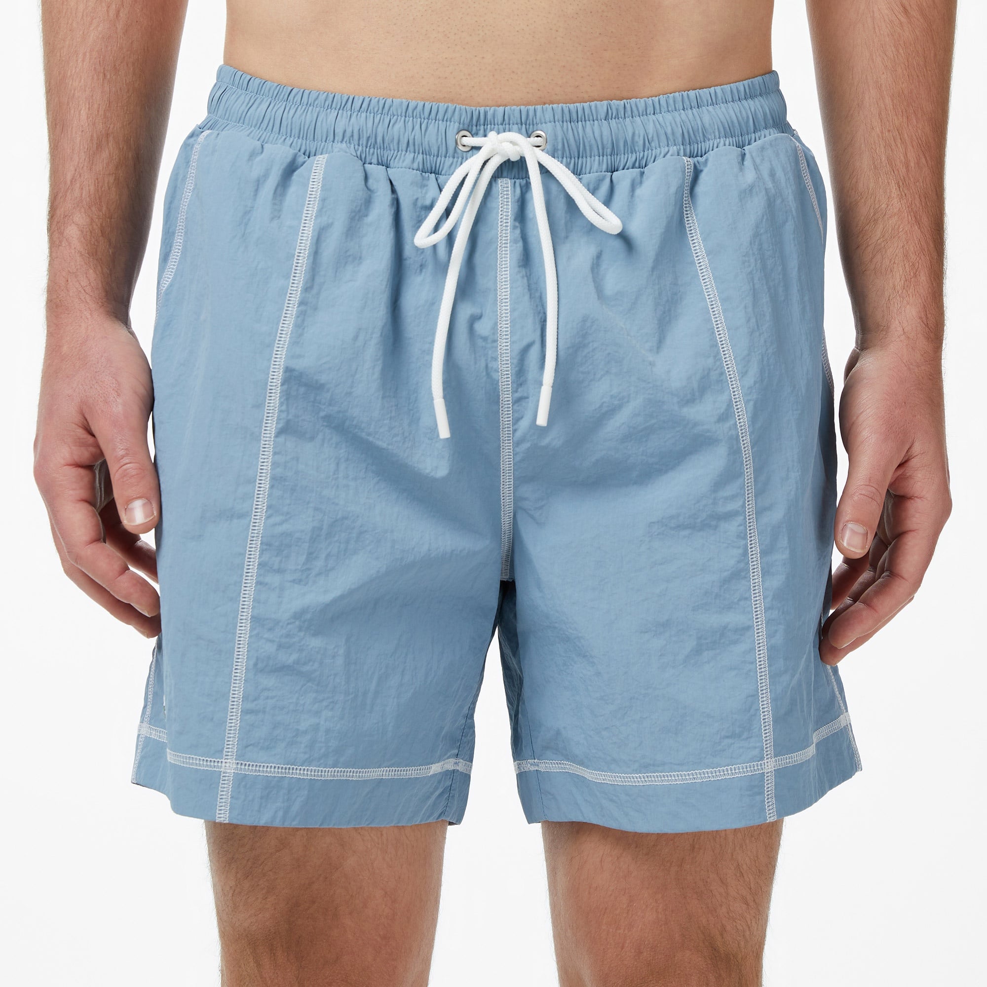 Erkek Regular Fit Desenli Mavi Deniz Şortu