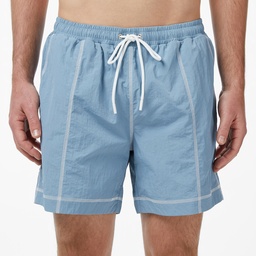 Erkek Regular Fit Desenli Mavi Deniz Şortu Mavi