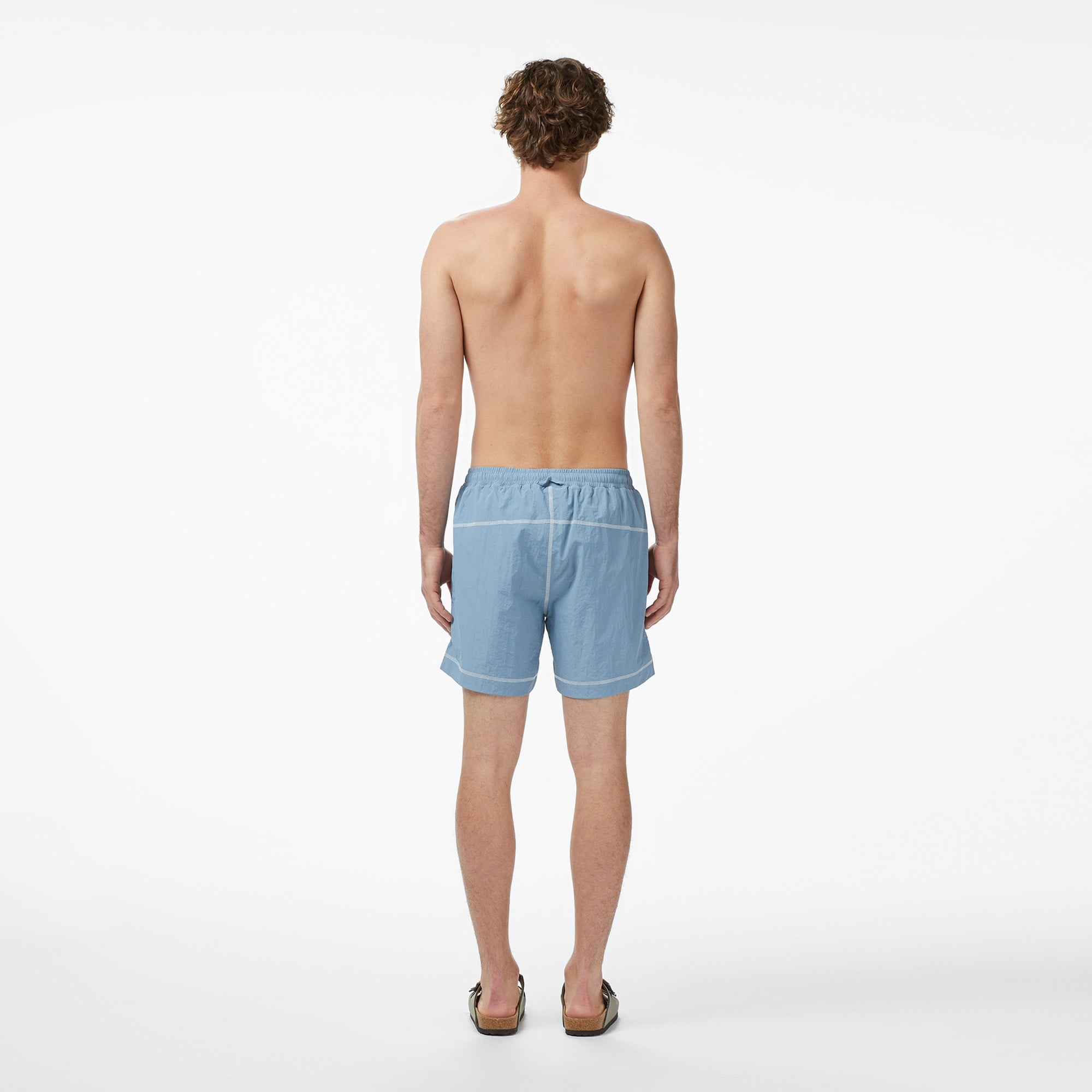 Erkek Regular Fit Desenli Mavi Deniz Şortu