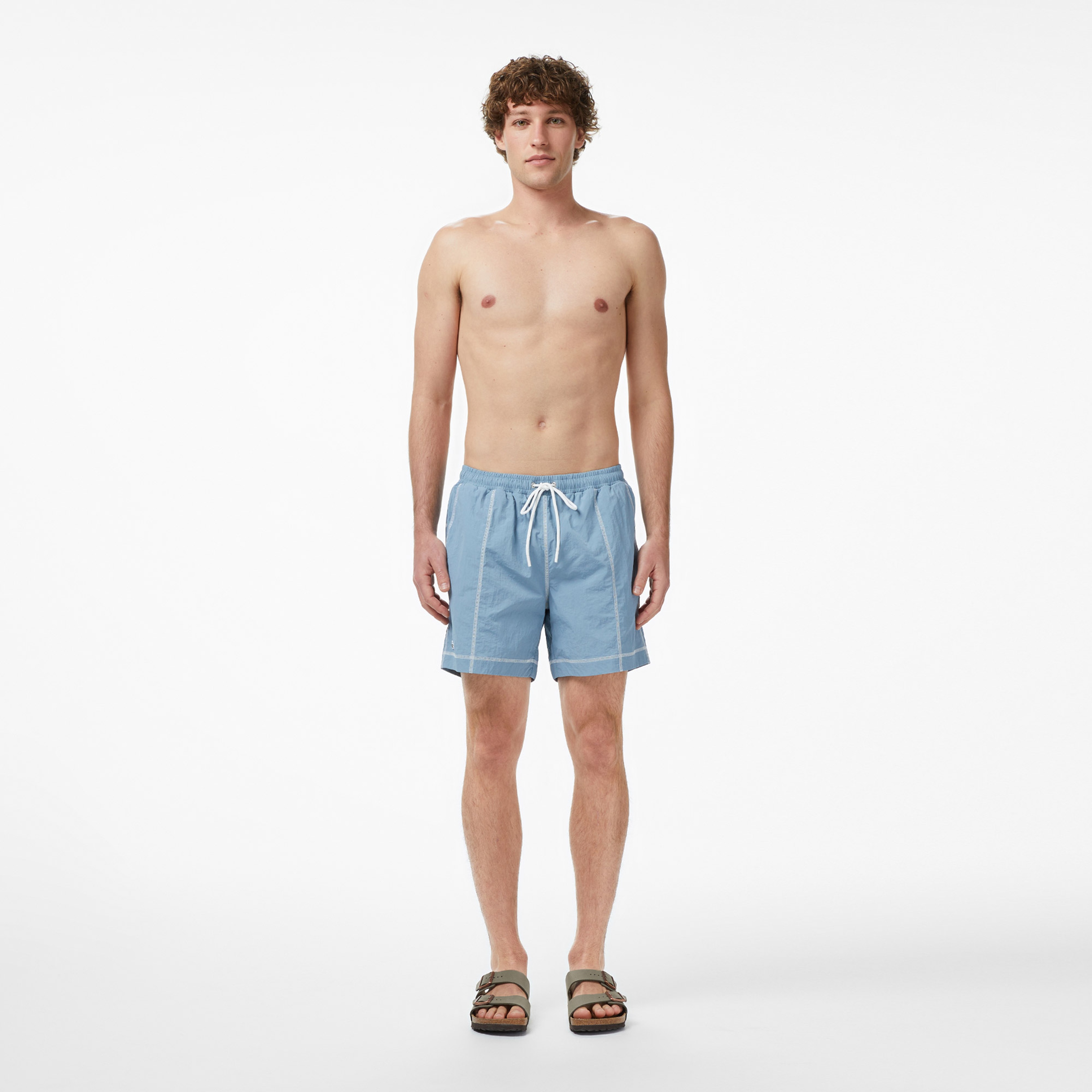 Erkek Regular Fit Desenli Mavi Deniz Şortu