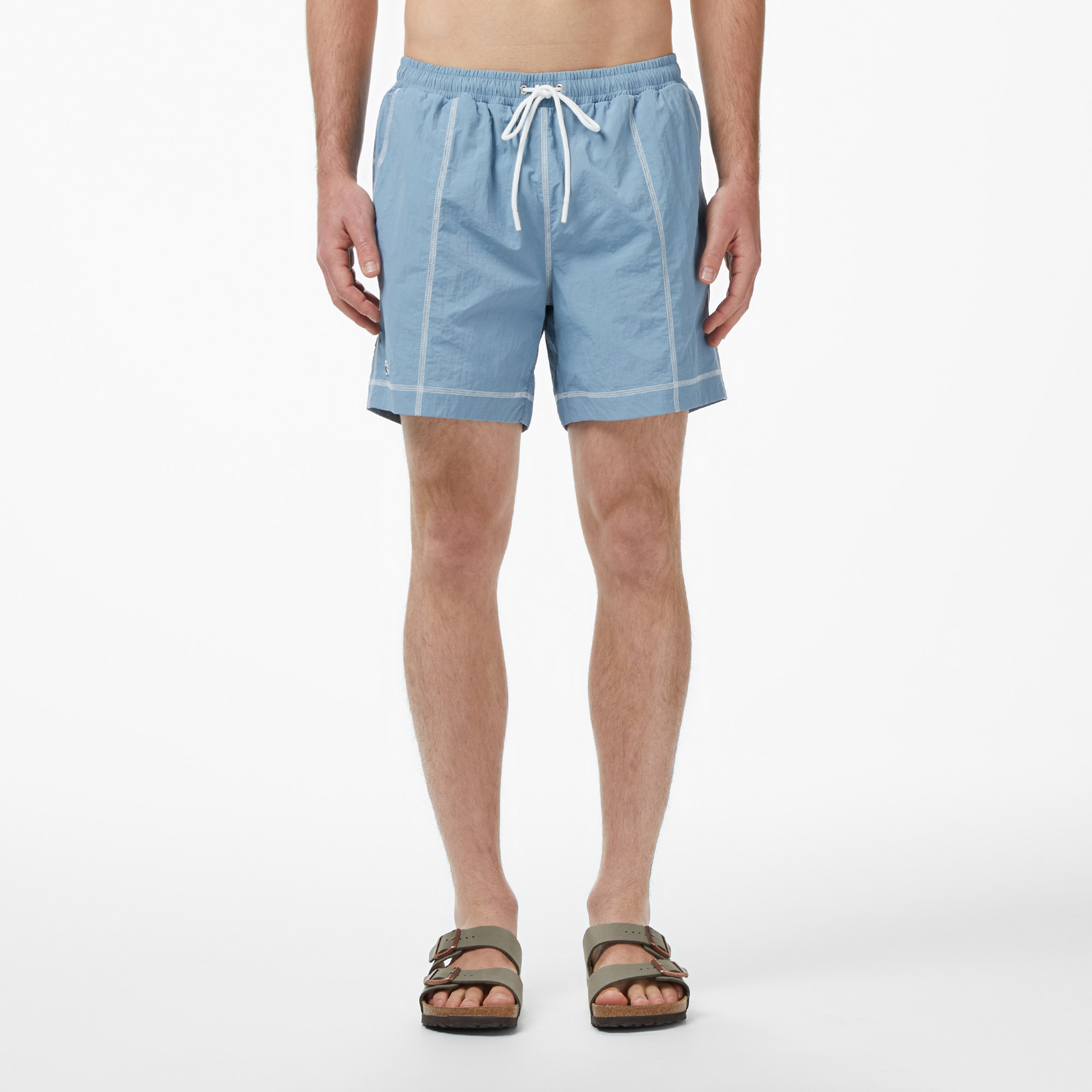 Erkek Regular Fit Desenli Mavi Deniz Şortu