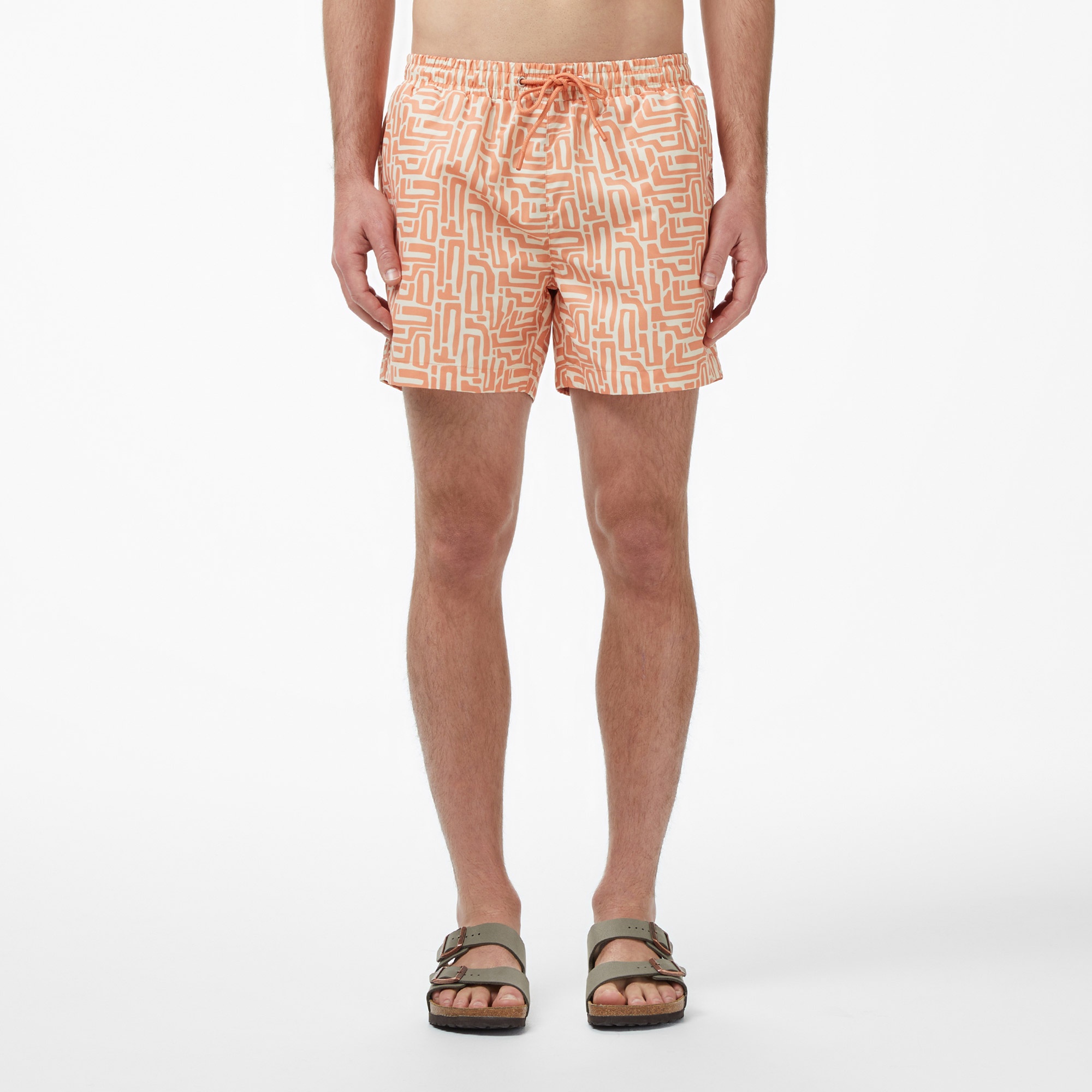 Erkek Regular Fit Desenli Turuncu Deniz Şortu