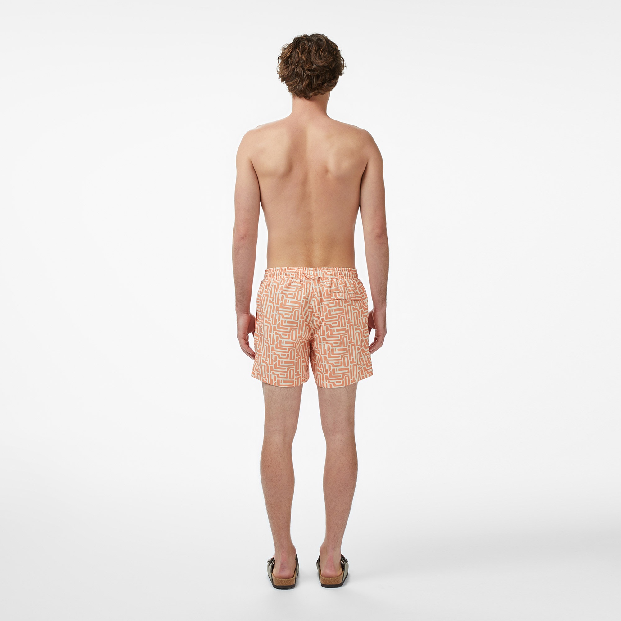 Erkek Regular Fit Desenli Turuncu Deniz Şortu