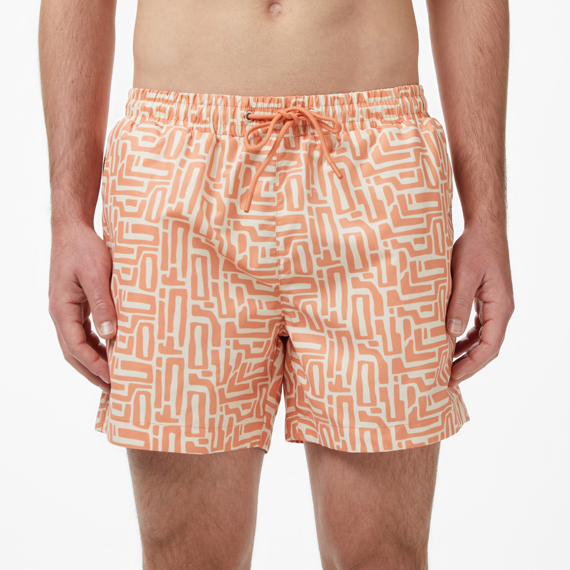 Erkek Regular Fit Desenli Turuncu Deniz Şortu