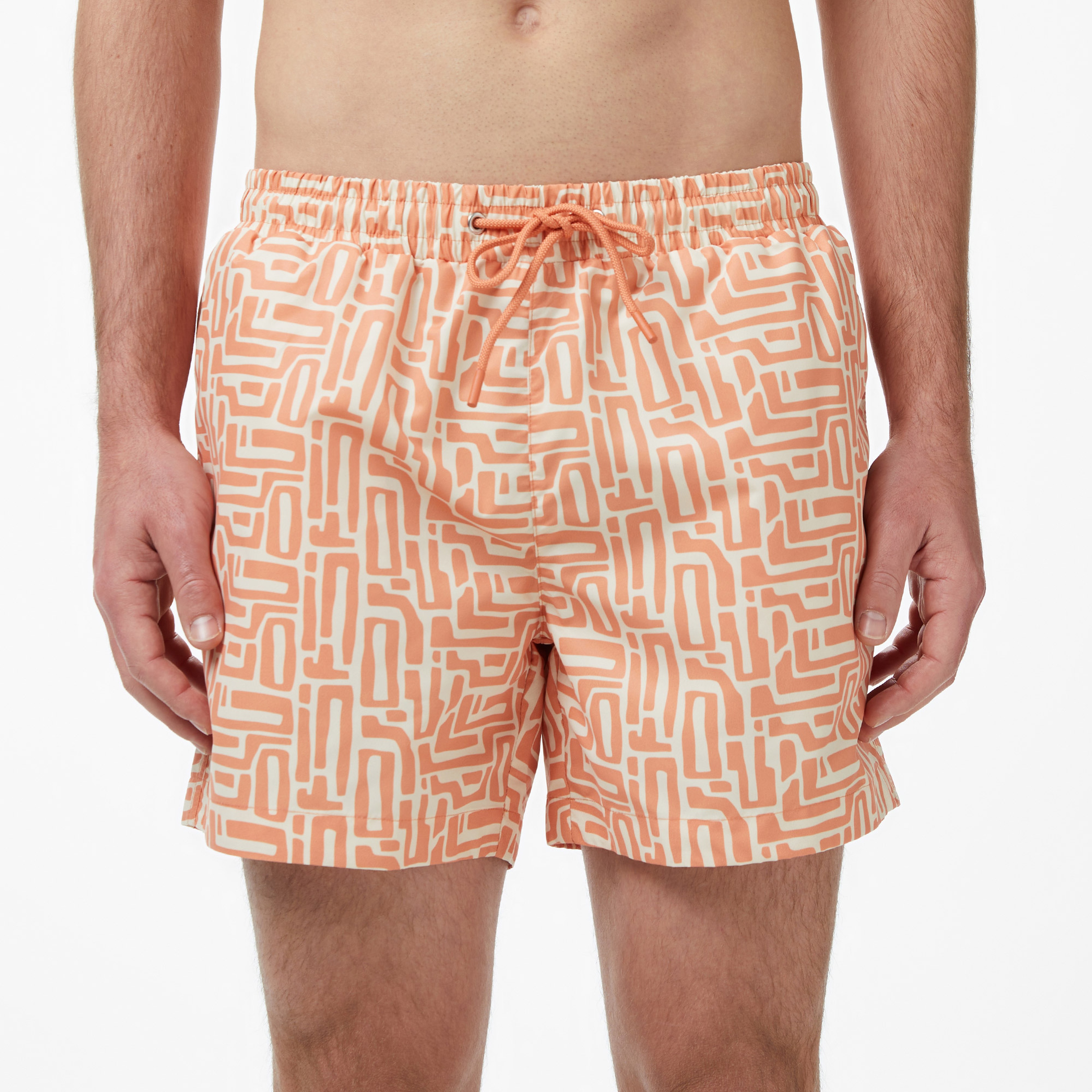 Erkek Regular Fit Desenli Turuncu Deniz Şortu