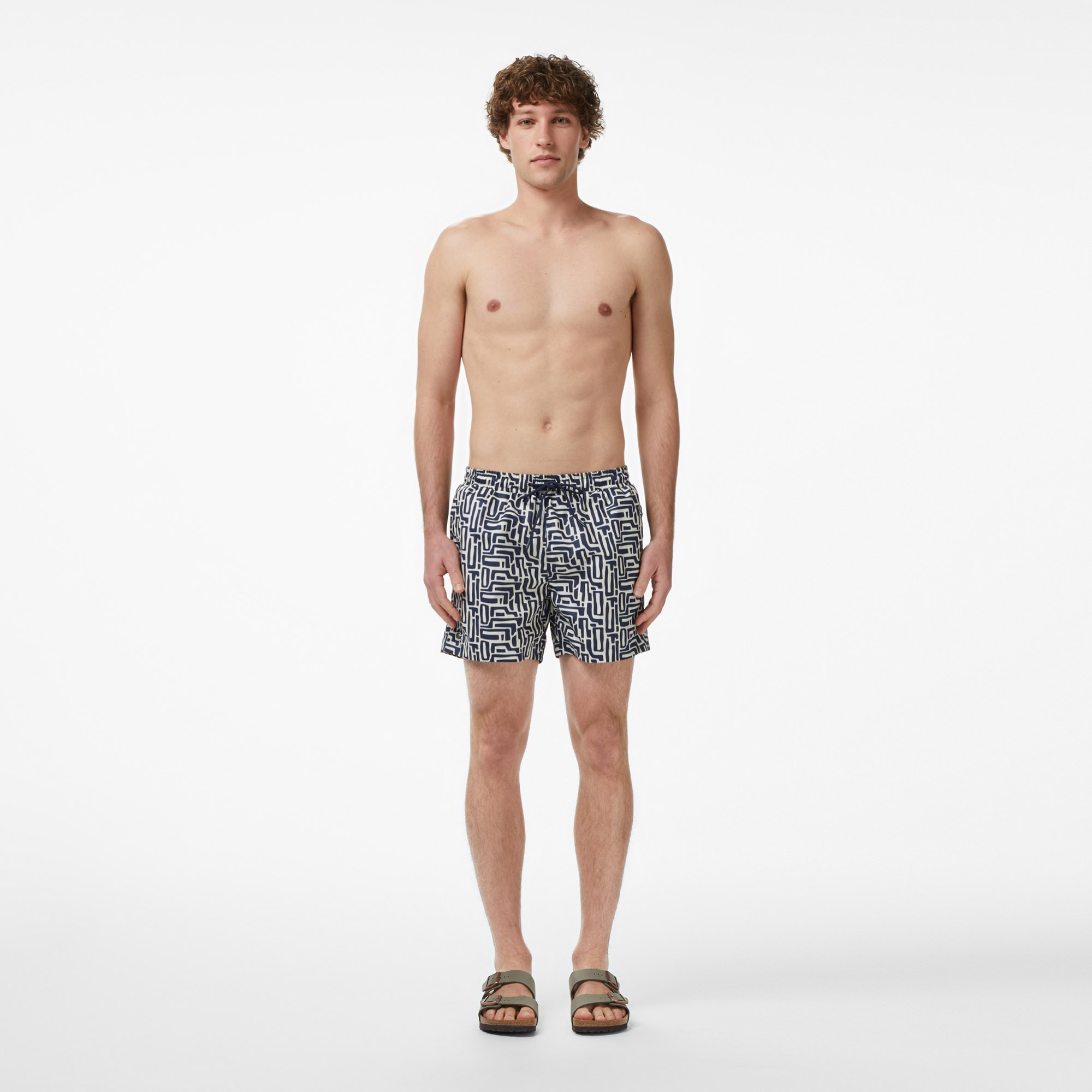 Erkek Regular Fit Desenli Lacivert Deniz Şortu