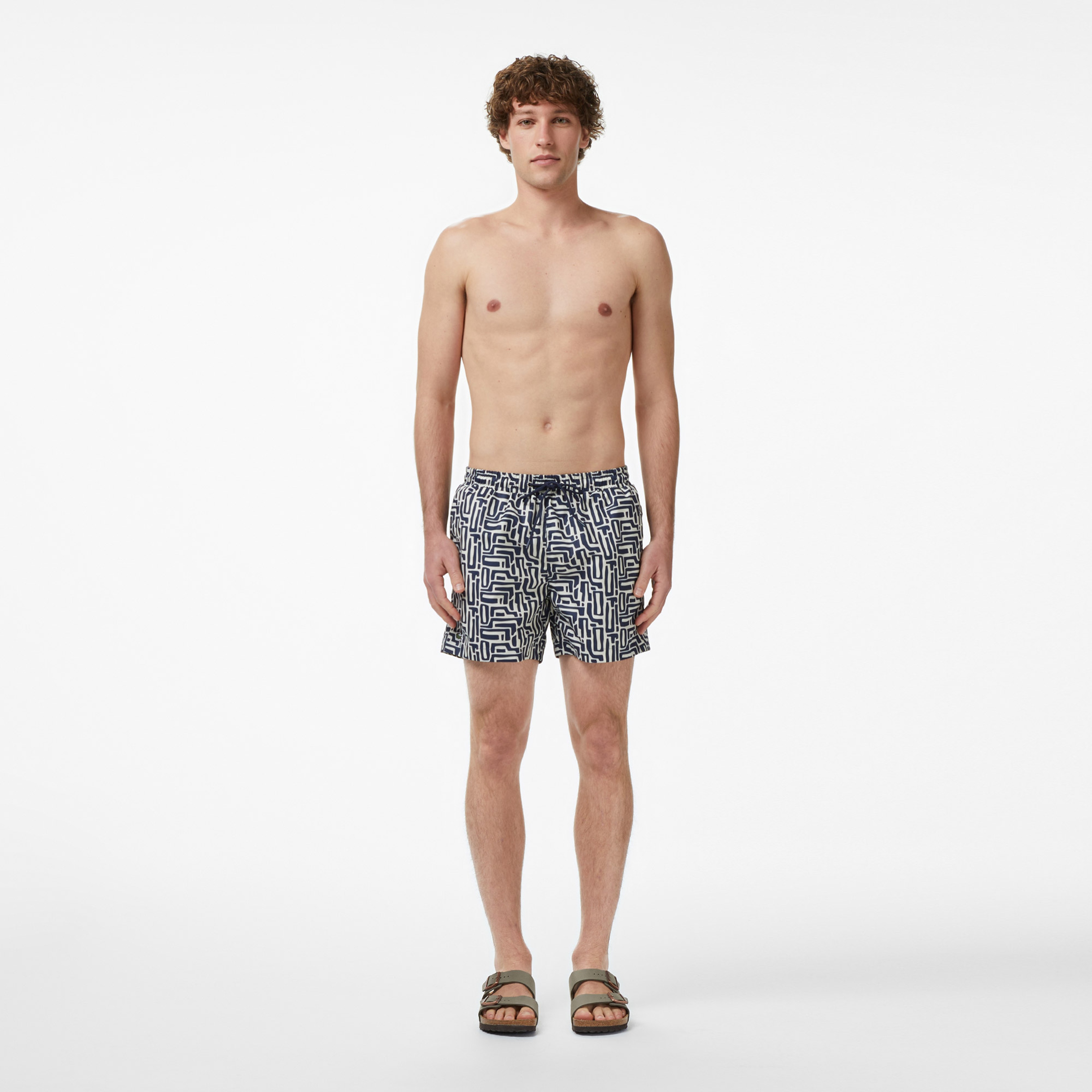 Erkek Regular Fit Desenli Lacivert Deniz Şortu