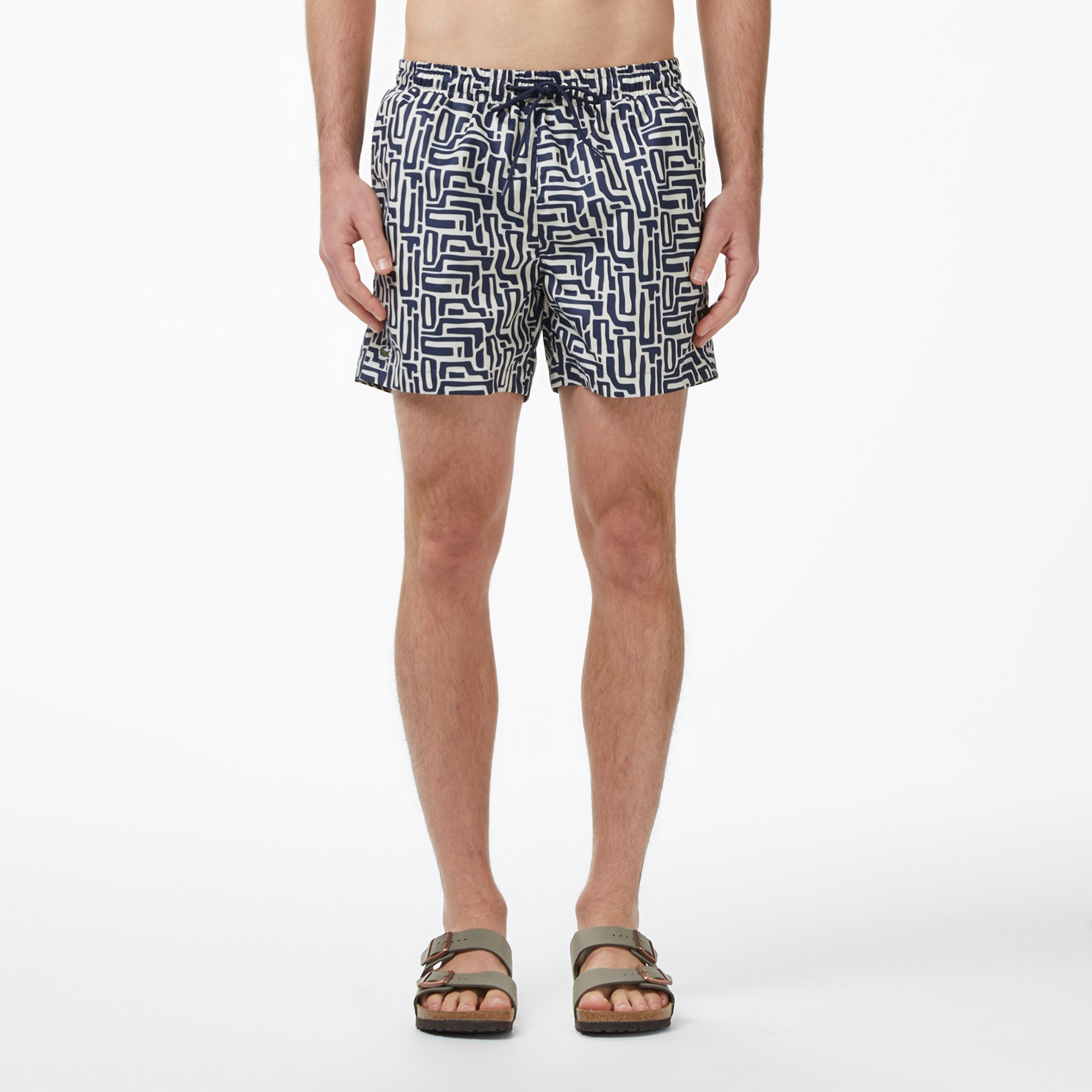 Erkek Regular Fit Desenli Lacivert Deniz Şortu