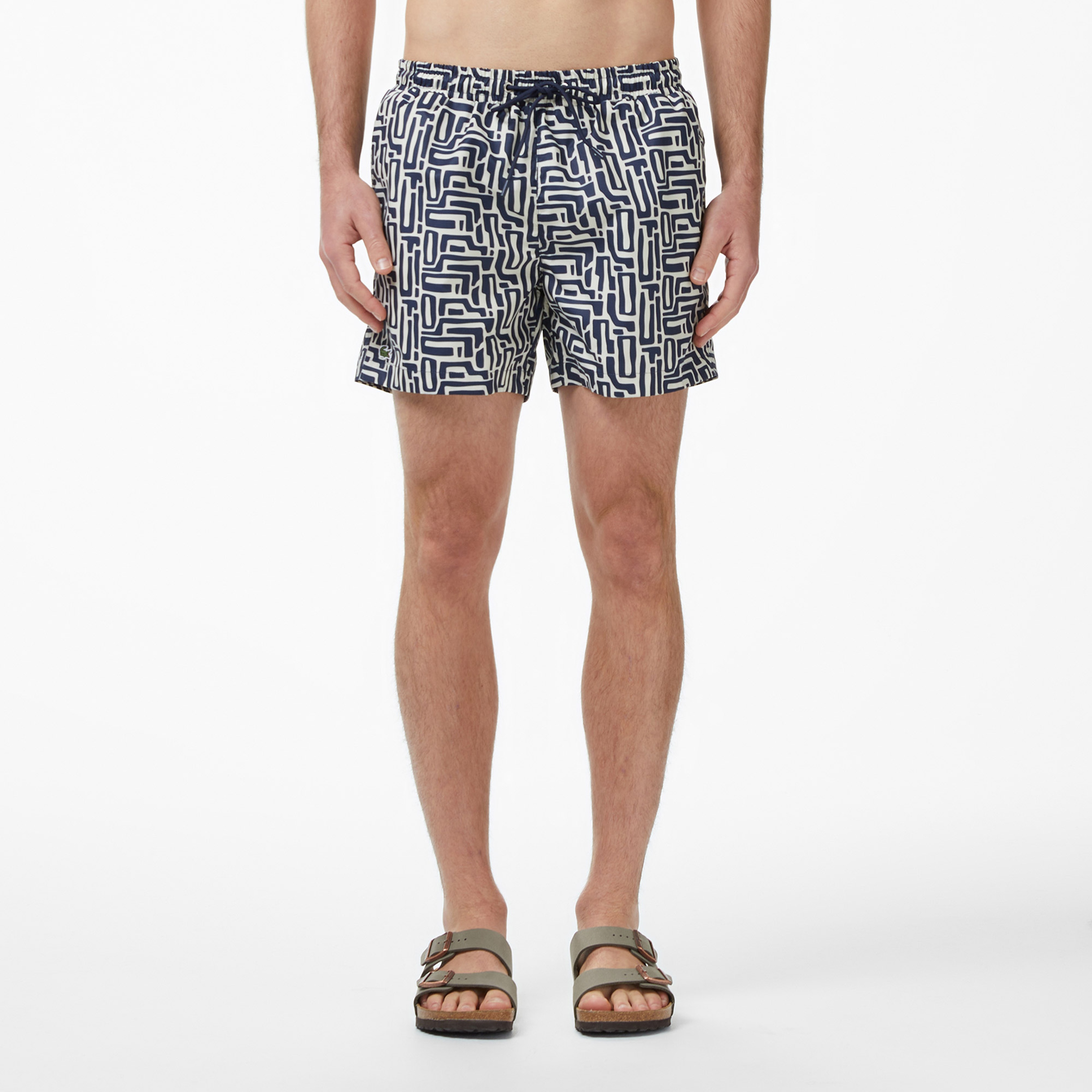 Erkek Regular Fit Desenli Lacivert Deniz Şortu