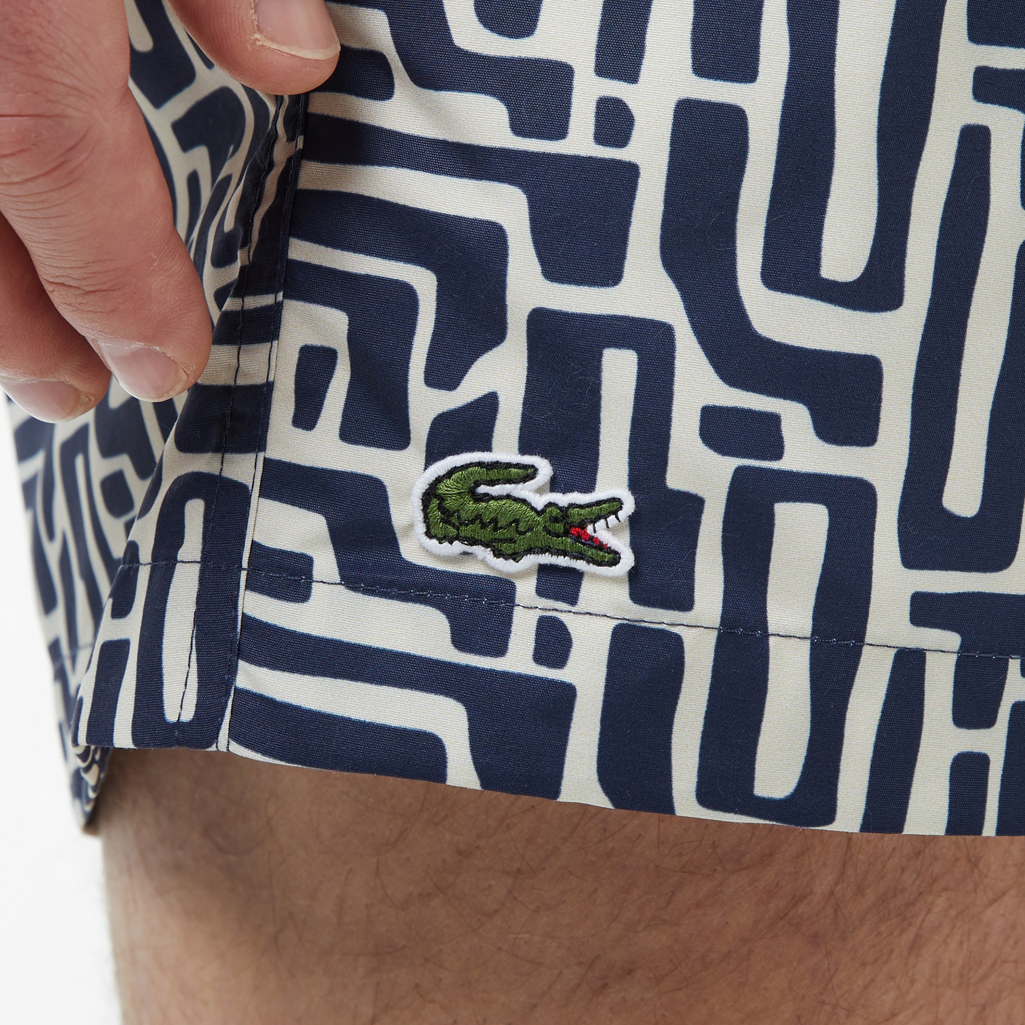 Erkek Regular Fit Desenli Lacivert Deniz Şortu