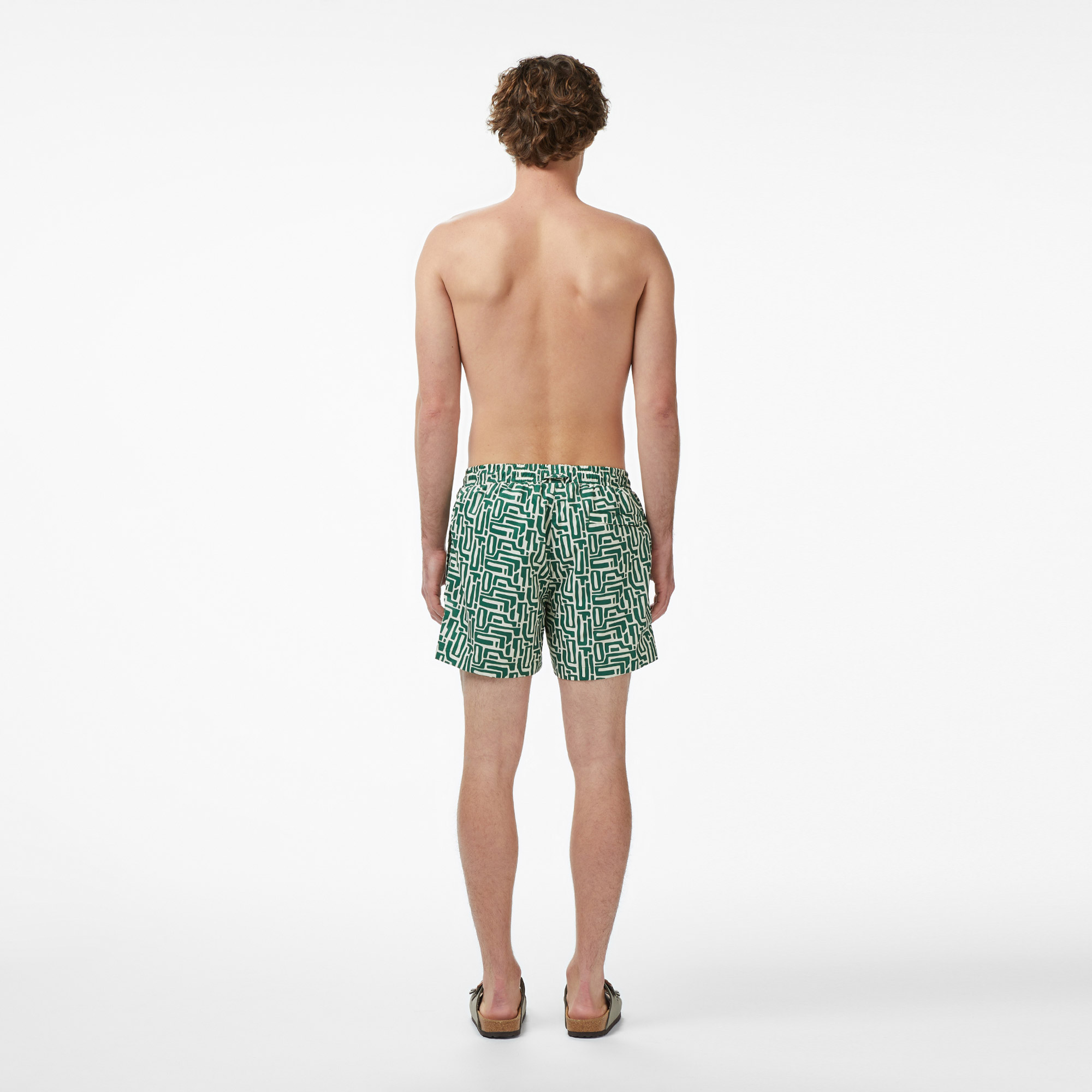 Erkek Regular Fit Desenli Koyu Yeşil Deniz Şortu MH0606.132 | Lacoste