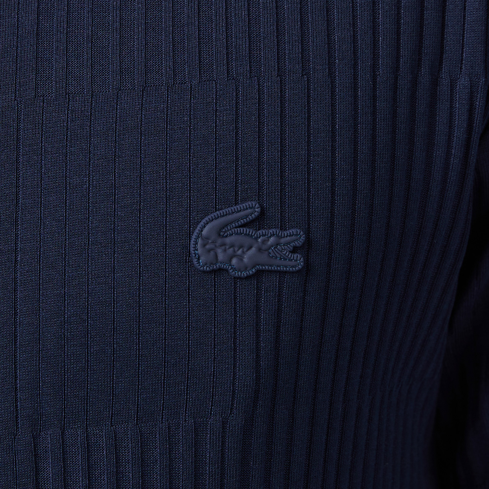 Lacoste Erkek Regular Fit Bisiklet Yaka Çizgili Lacivert T-Shirt görsel 7