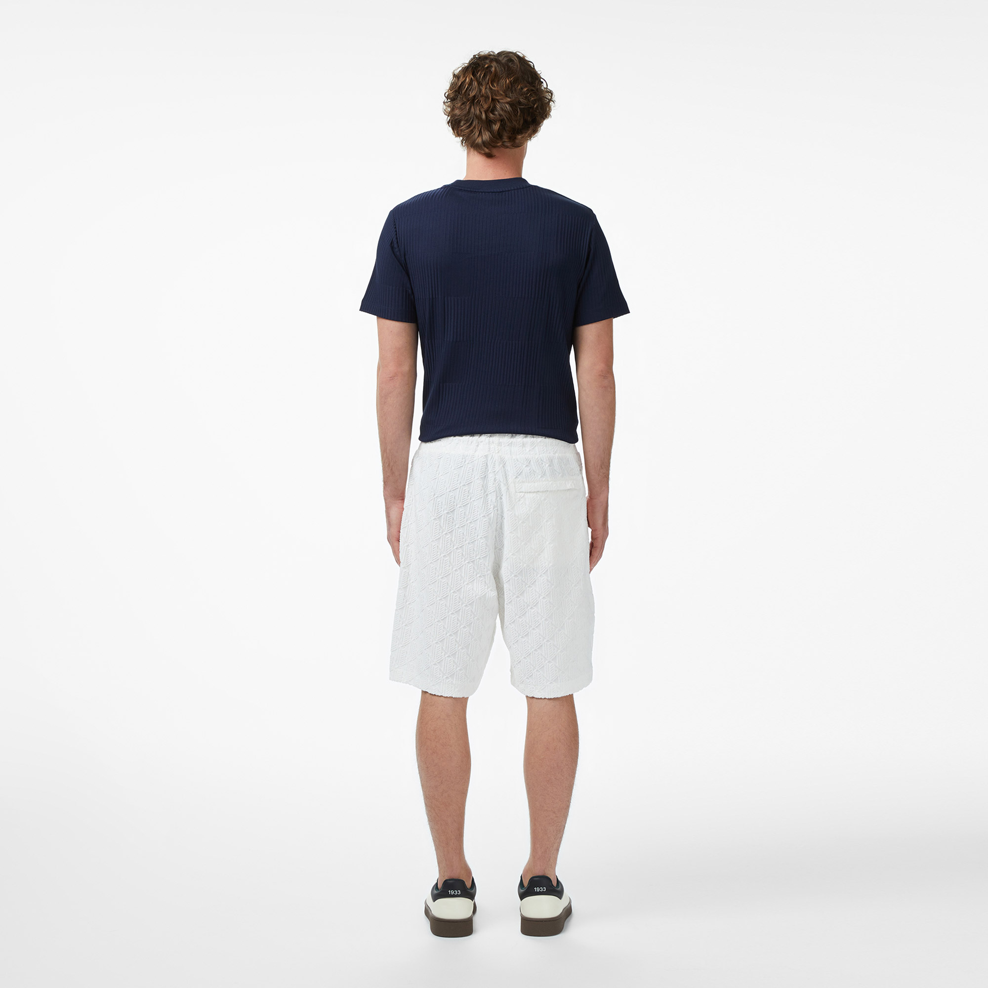 Lacoste Erkek Relaxed Fit Monogram Beyaz Bermuda Şort görsel 5