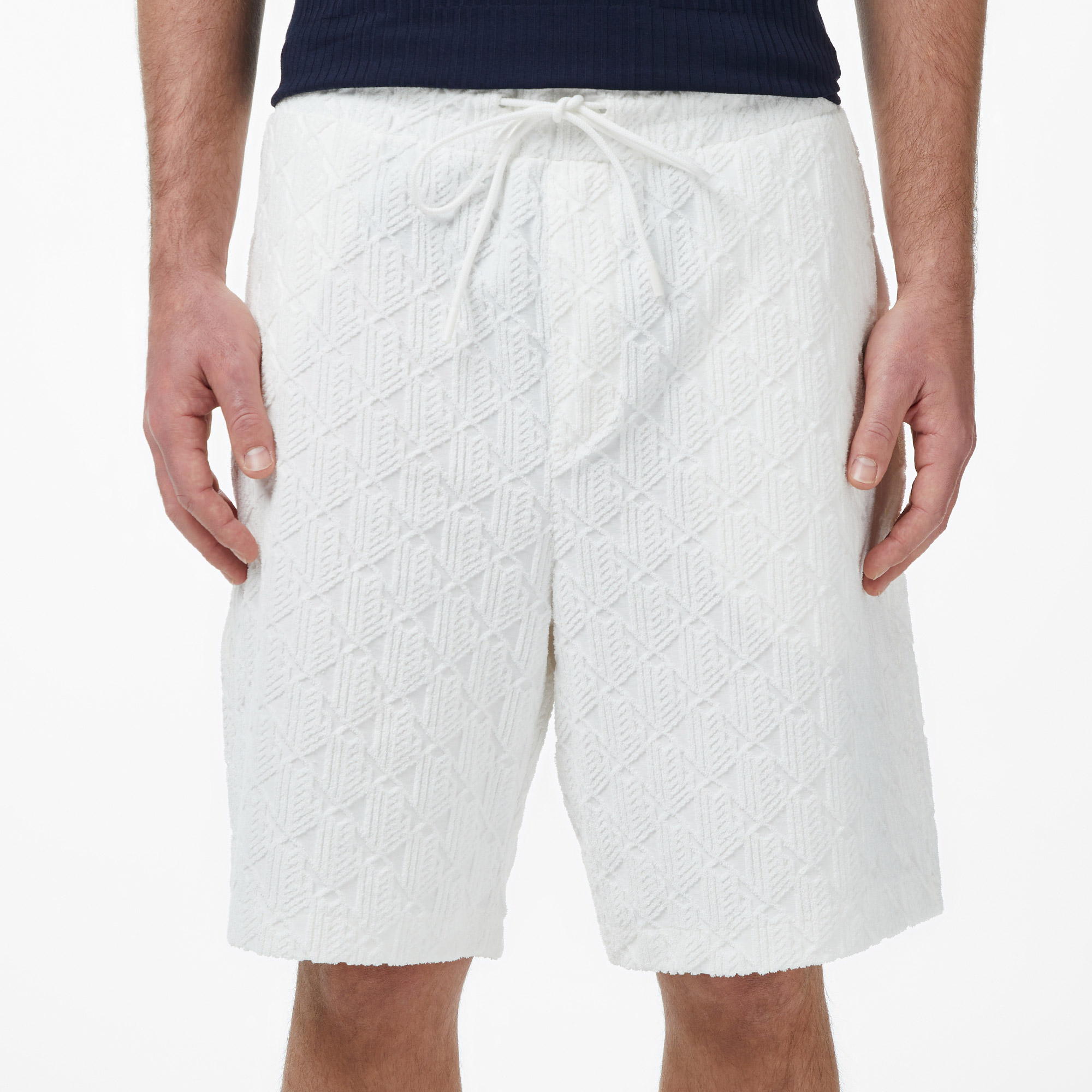 Lacoste Erkek Relaxed Fit Monogram Beyaz Bermuda Şort görsel 6