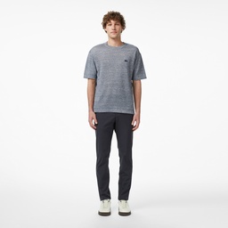 Erkek Classic Fit Kısa Kollu Bisiklet Yaka Keten Lacivert Triko Lacivert