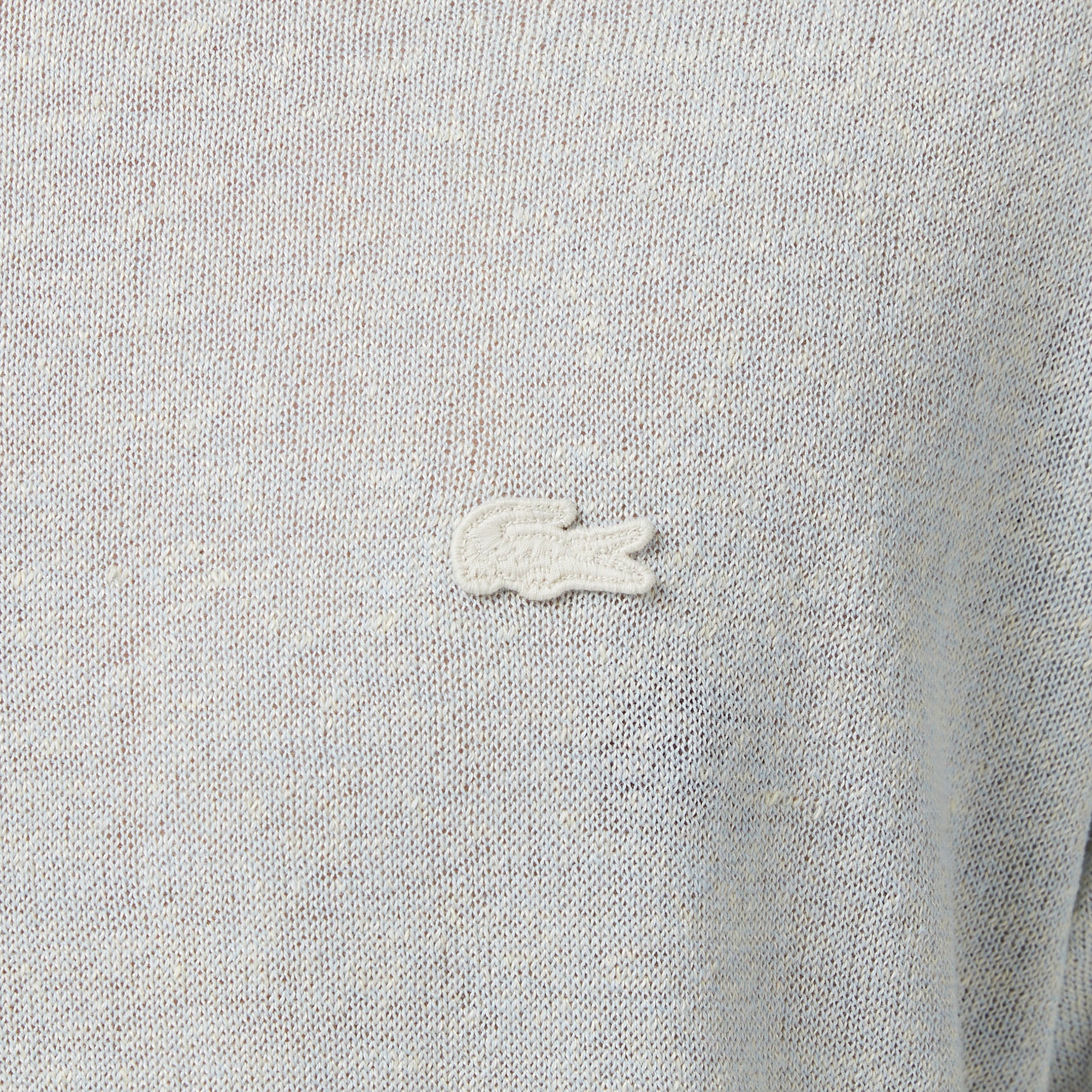 Lacoste Erkek Classic Fit Kısa Kollu Bisiklet Yaka Keten Bej Triko görsel 7