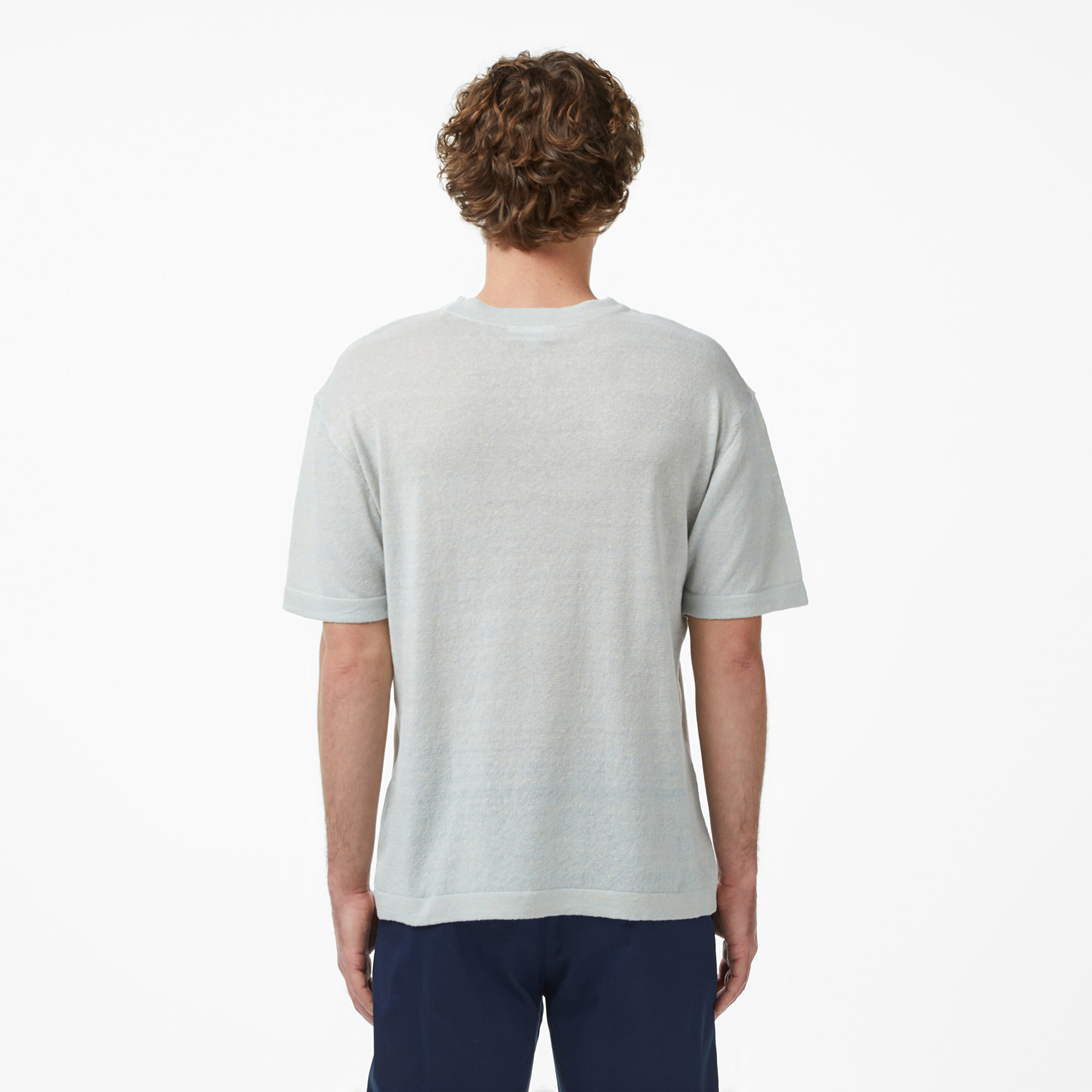 Lacoste Erkek Classic Fit Kısa Kollu Bisiklet Yaka Keten Bej Triko görsel 5