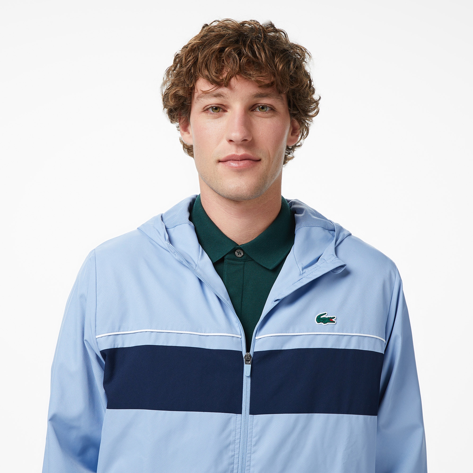 Erkek Regular Fit Kapüşonlu Renk Bloklu Mavi Eşofman Takımı