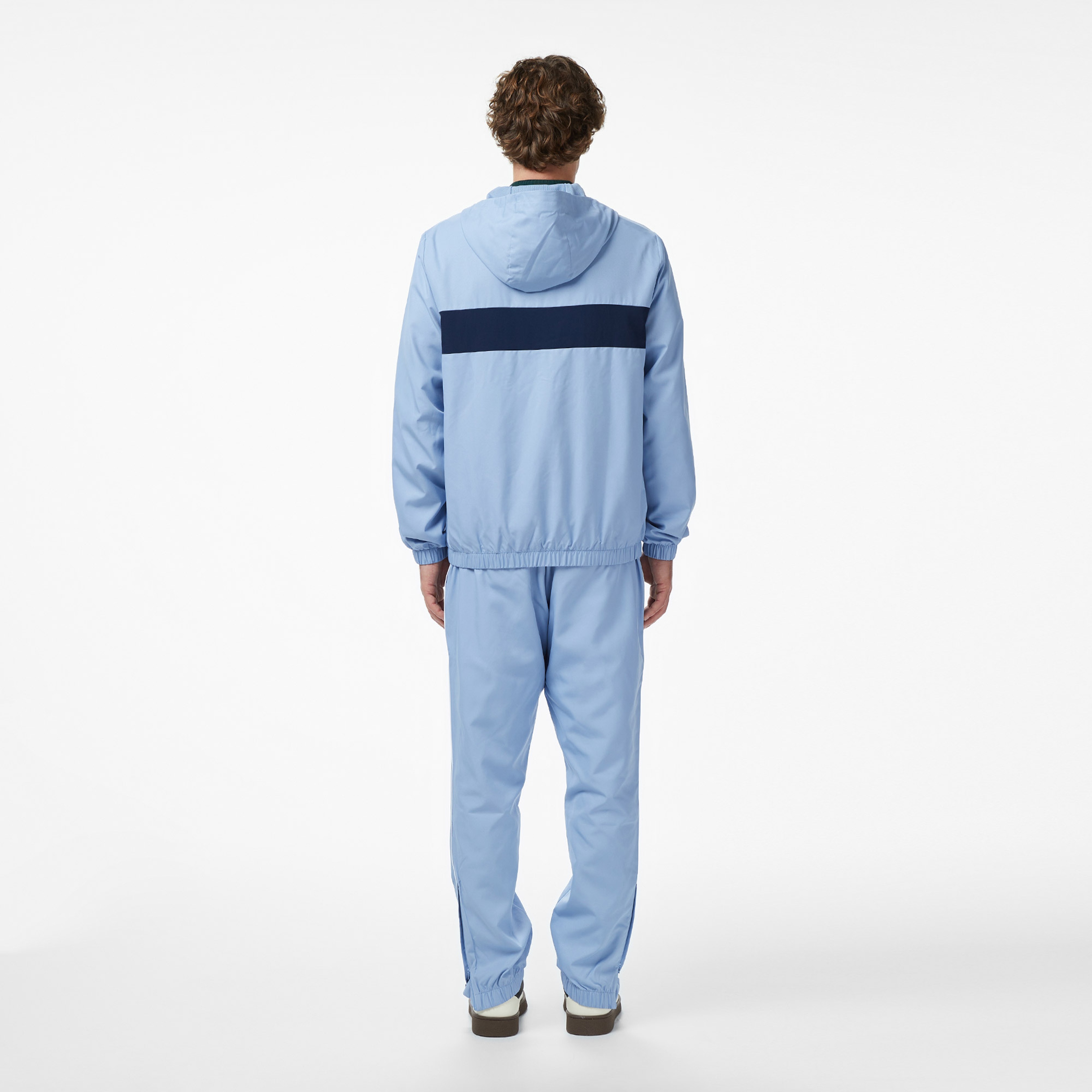 Erkek Regular Fit Kapüşonlu Renk Bloklu Mavi Eşofman Takımı