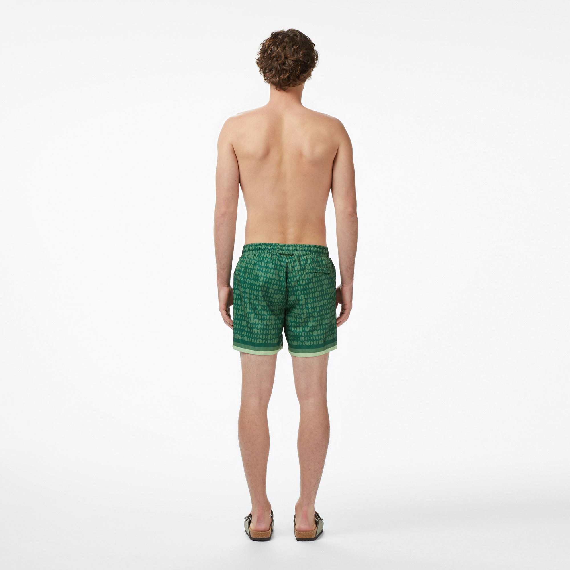 Erkek Regular Fit Desenli Yeşil Deniz Şortu