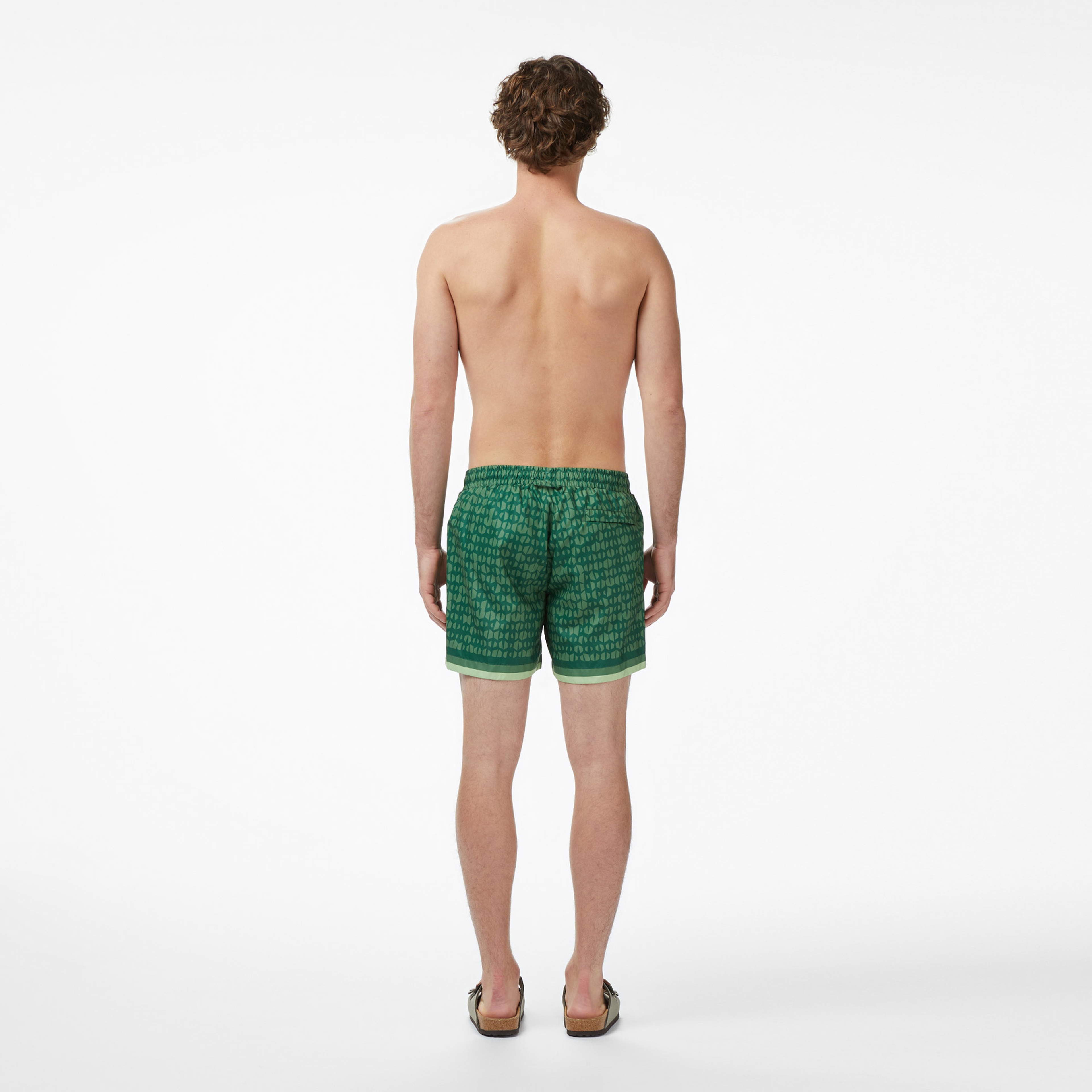 Erkek Regular Fit Desenli Yeşil Deniz Şortu