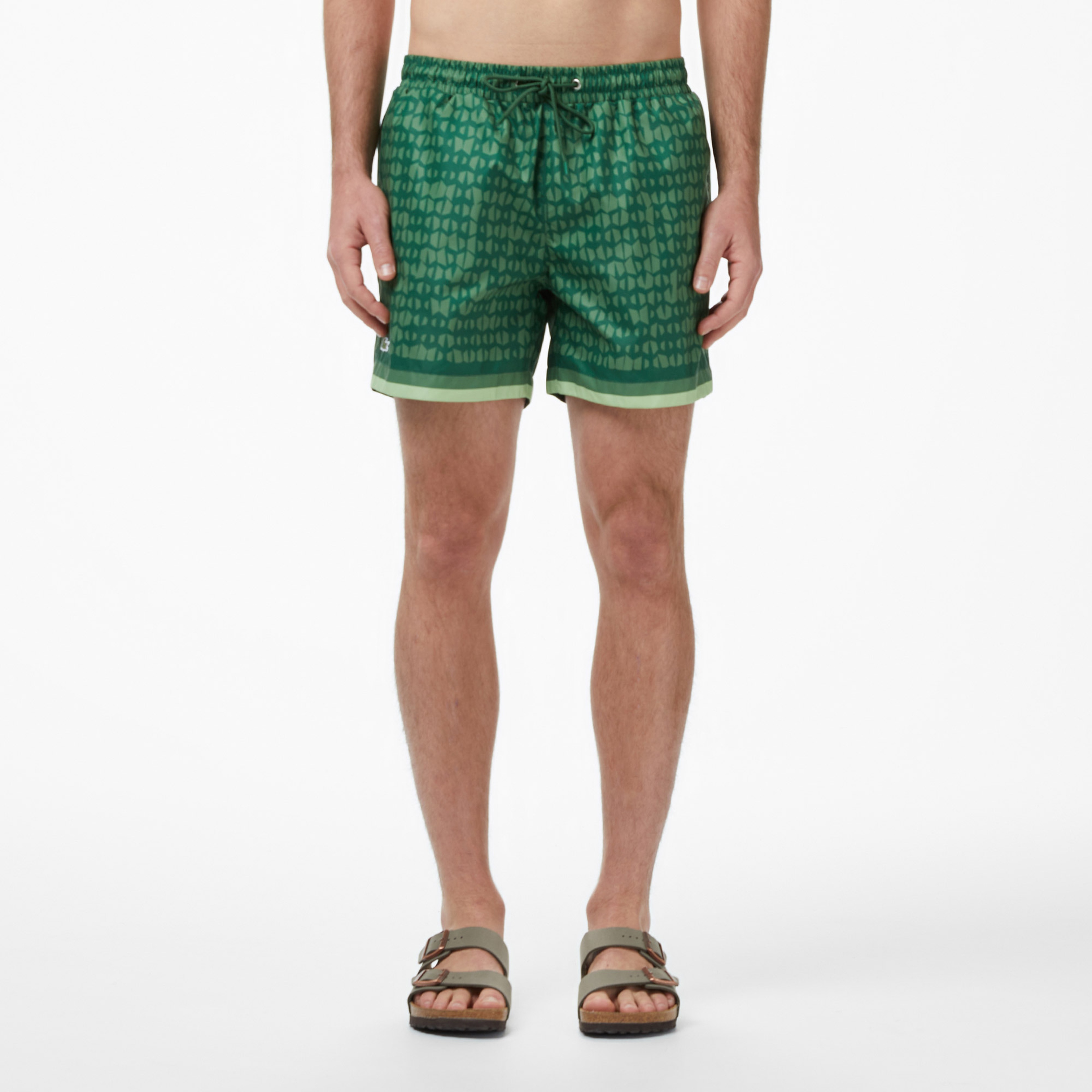 Erkek Regular Fit Desenli Yeşil Deniz Şortu