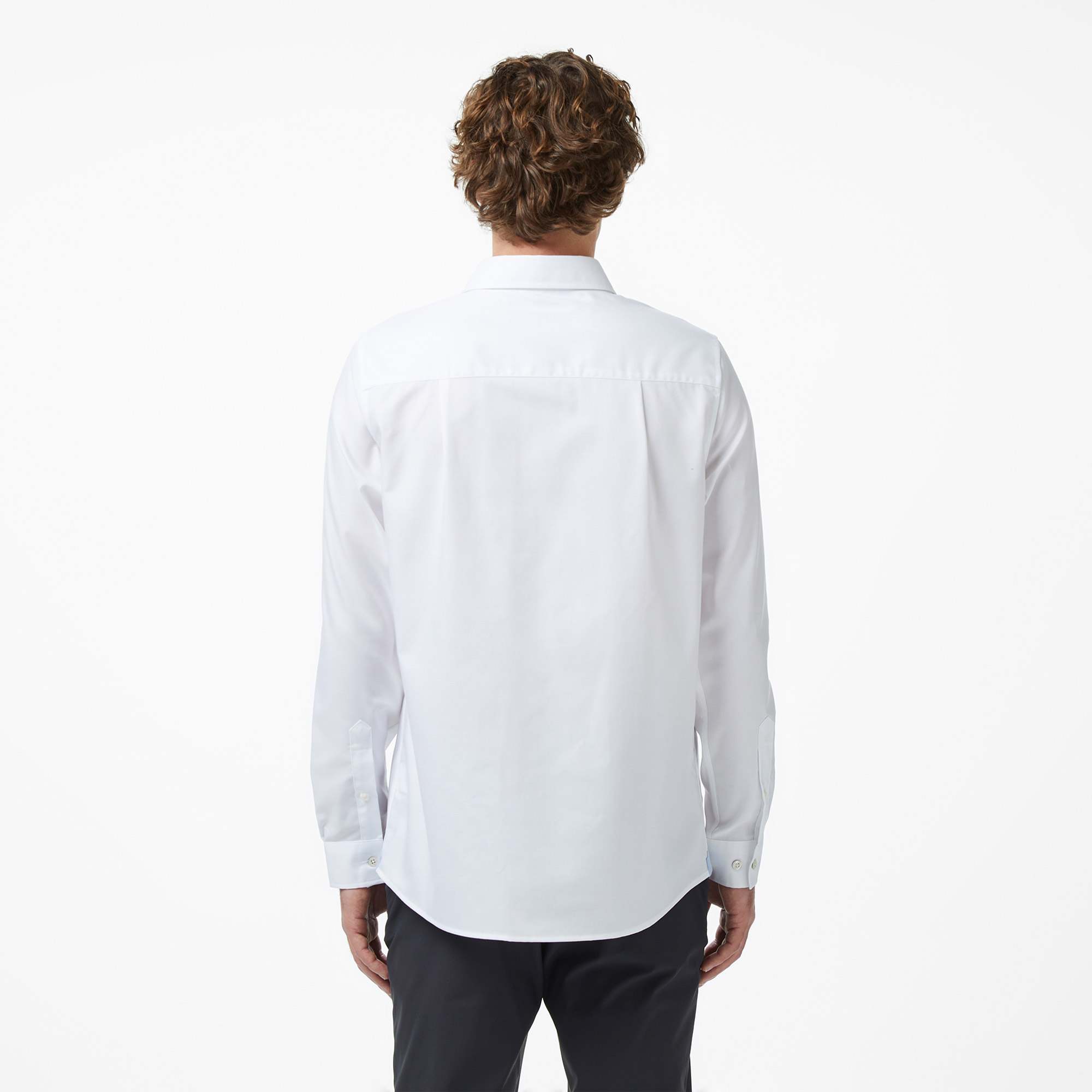 Lacoste Erkek Slim Fit Düğmeli Yaka Beyaz Gömlek görsel 5
