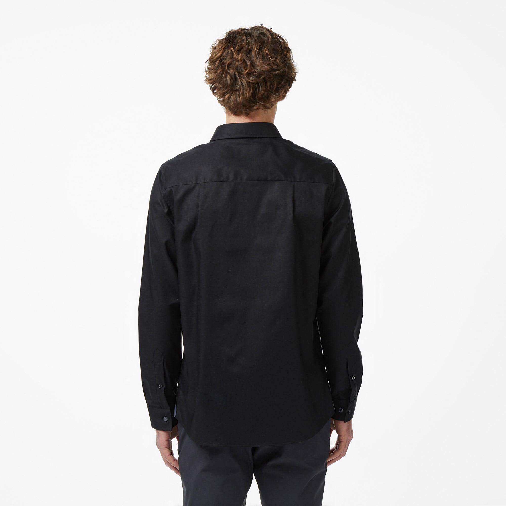 Lacoste Erkek Slim Fit Düğmeli Yaka Siyah Gömlek görsel 5