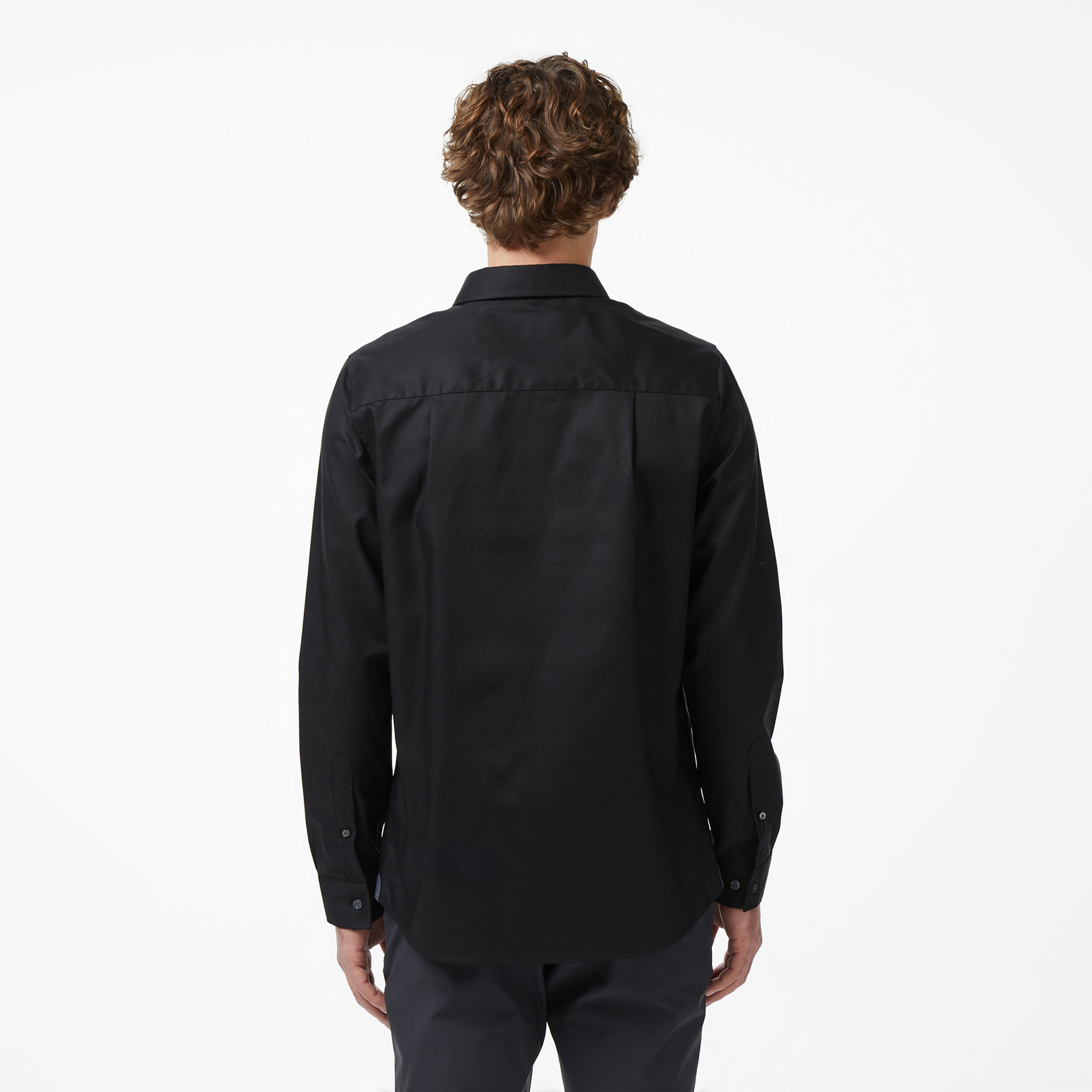 Erkek Düğmeli Yaka Siyah Gömlek