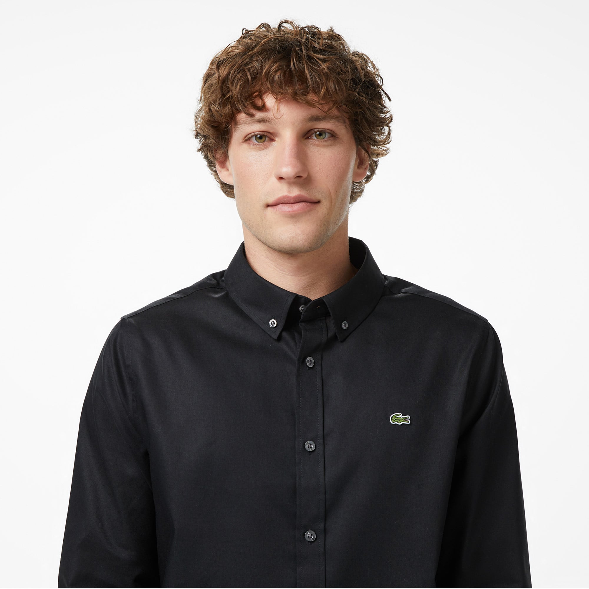 Lacoste Erkek Slim Fit Düğmeli Yaka Siyah Gömlek görsel 2