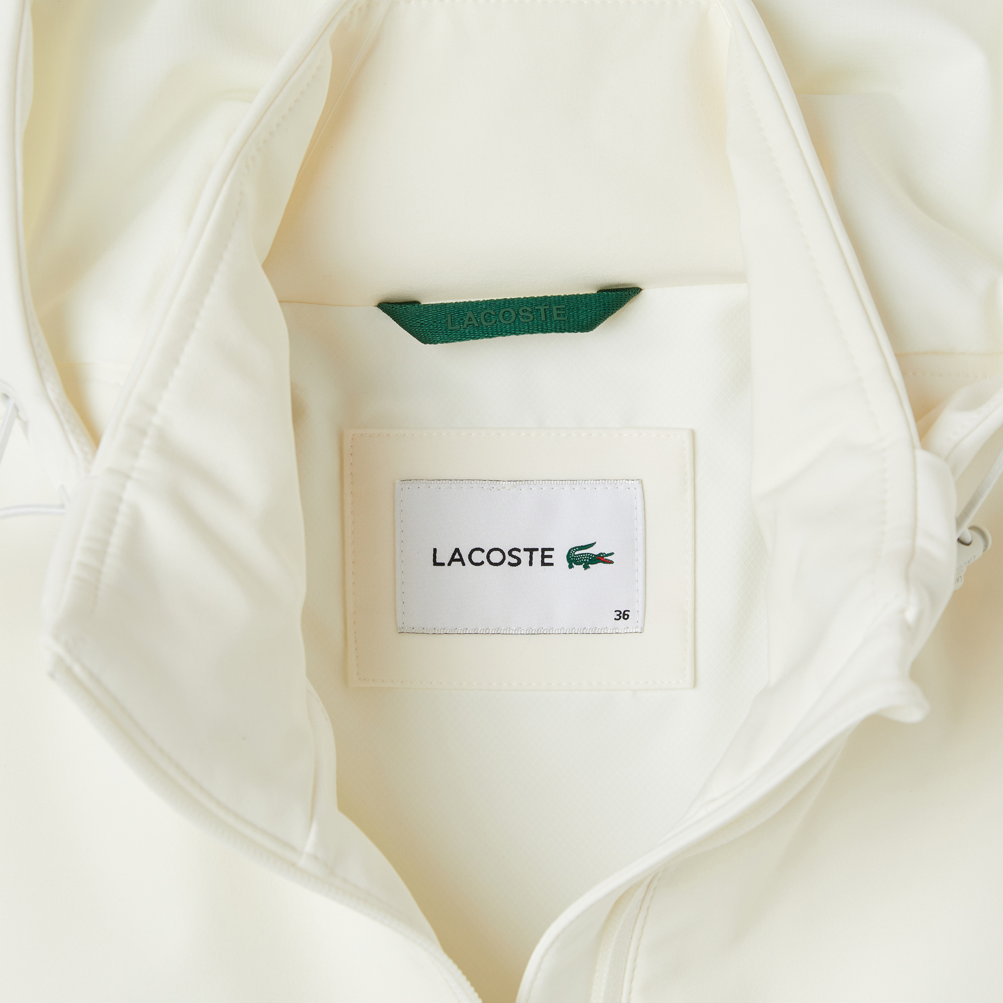 Lacoste Kadın Regular Fit Kapüşonlu Baskılı Krem Yağmurluk görsel 5