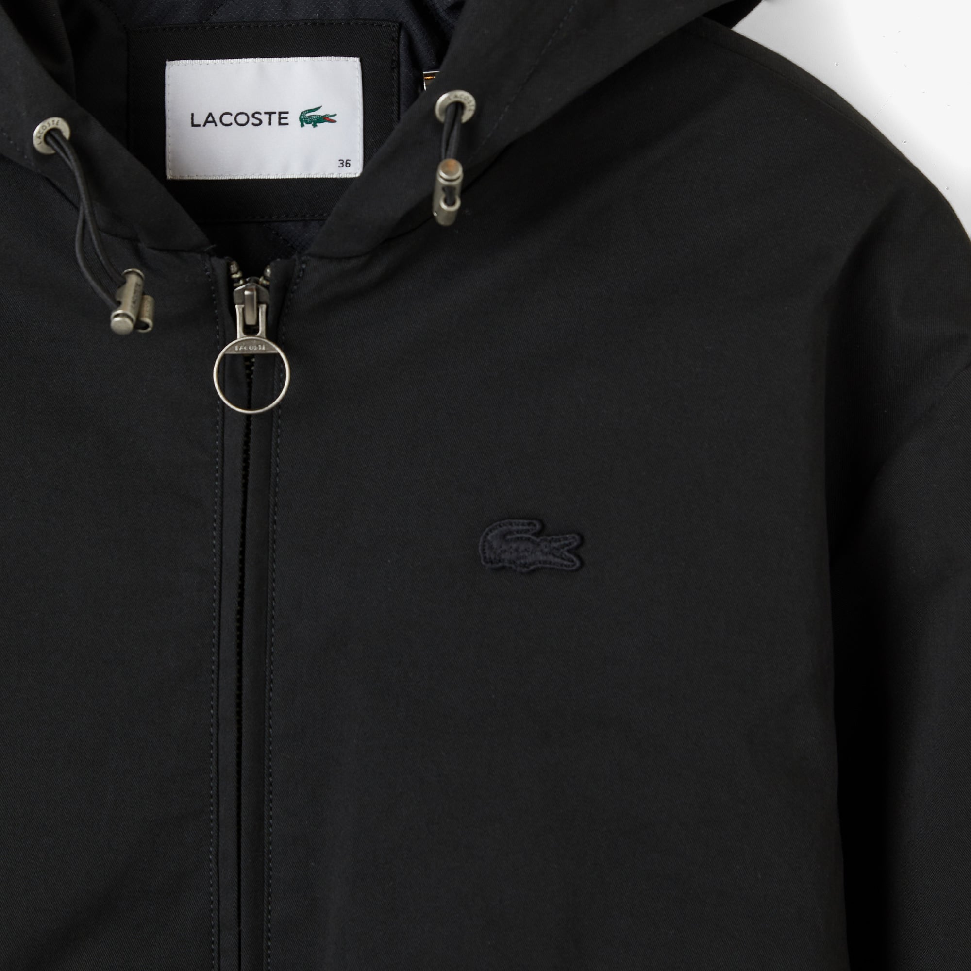 Lacoste Kadın Relaxed Fit Kapüşonlu Siyah Ceket görsel 4
