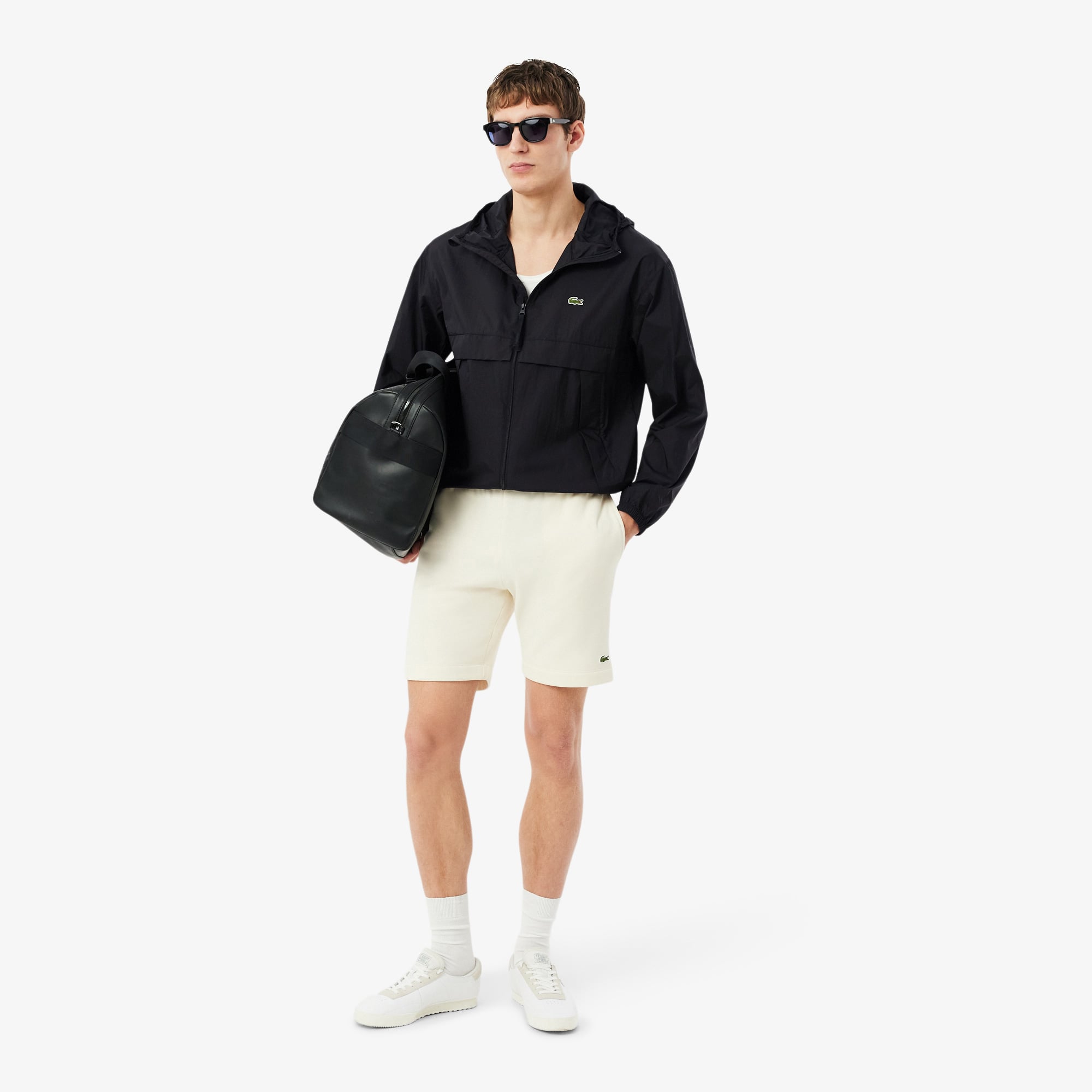 Lacoste Erkek Kapüşonlu Siyah Yağmurluk görsel 4